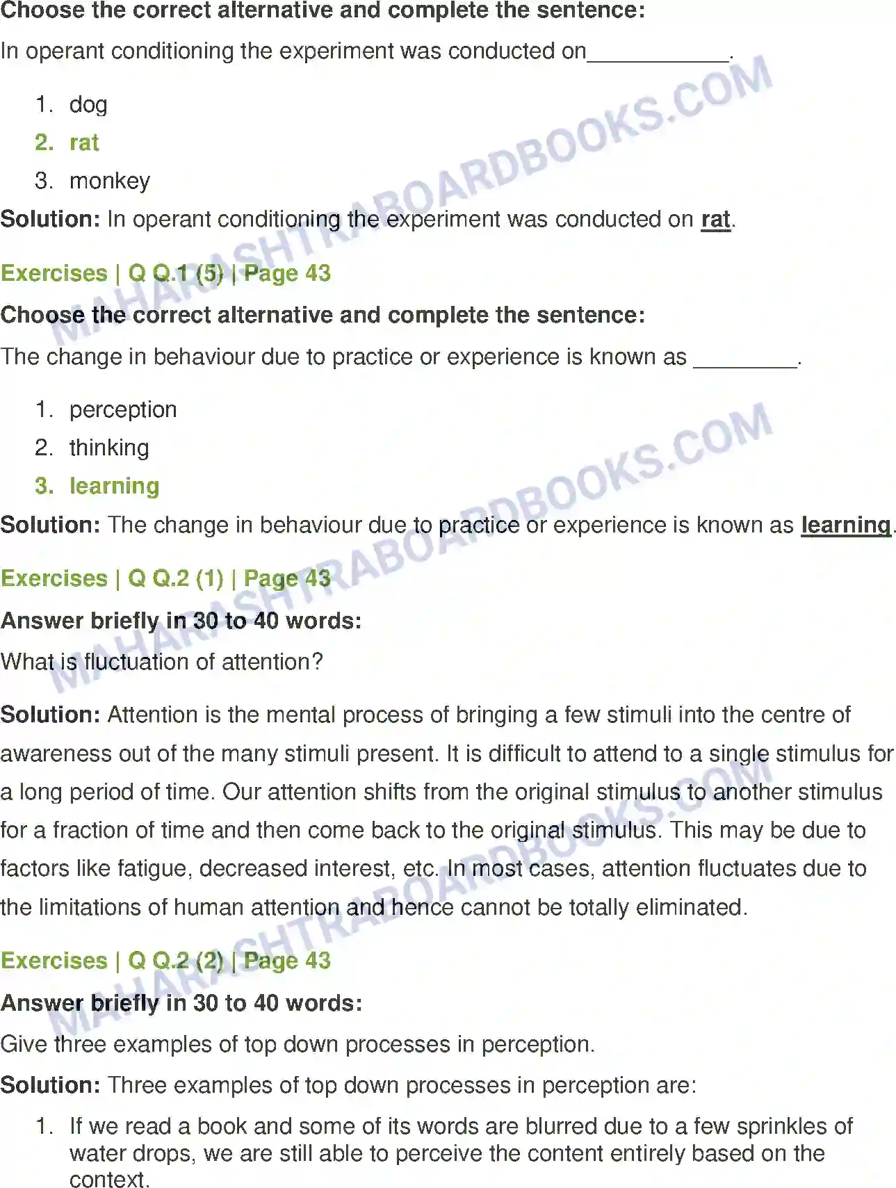 Maharashtra Board Solution class-12 Psychology Cognitive Processes Image 2