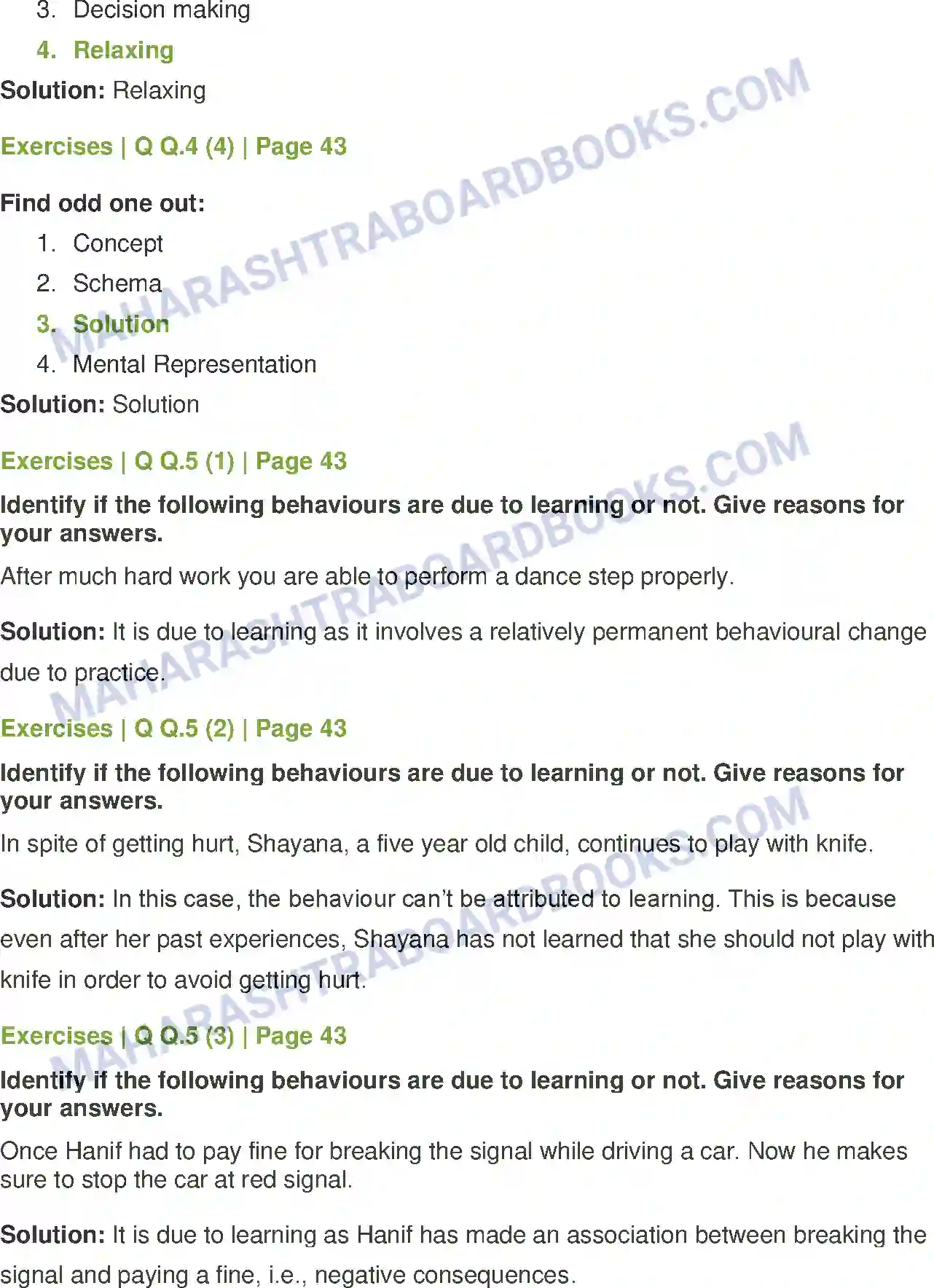 Maharashtra Board Solution class-12 Psychology Cognitive Processes Image 5