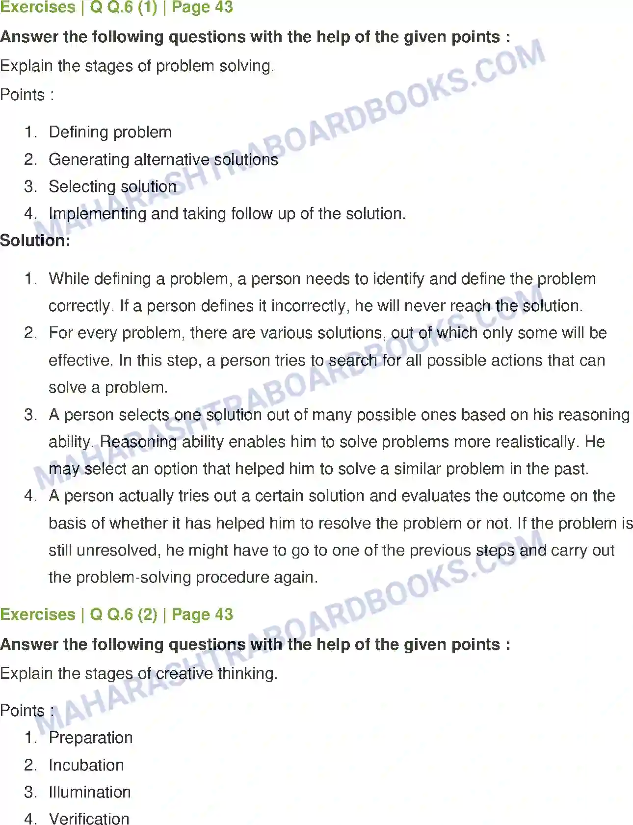 Maharashtra Board Solution class-12 Psychology Cognitive Processes Image 6