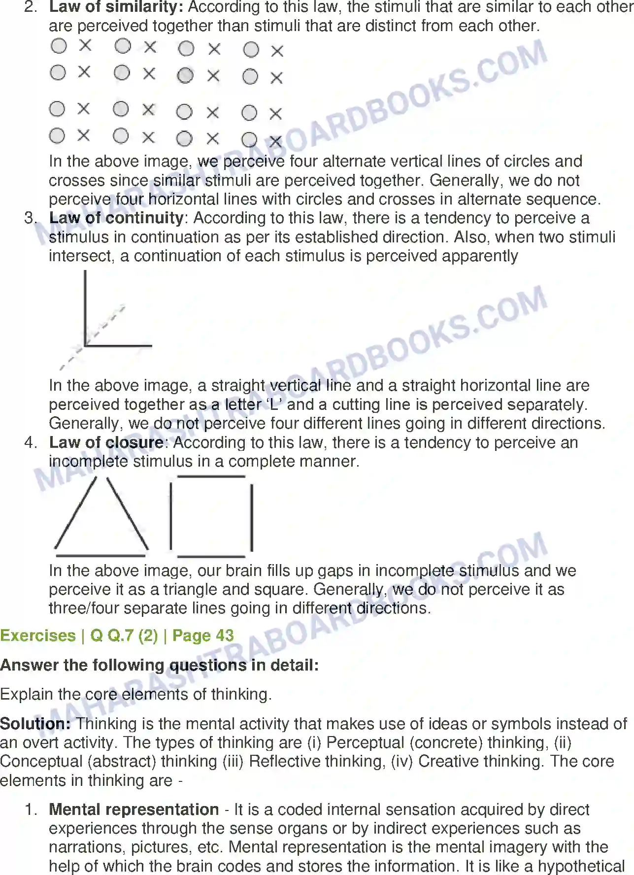 Maharashtra Board Solution class-12 Psychology Cognitive Processes Image 8
