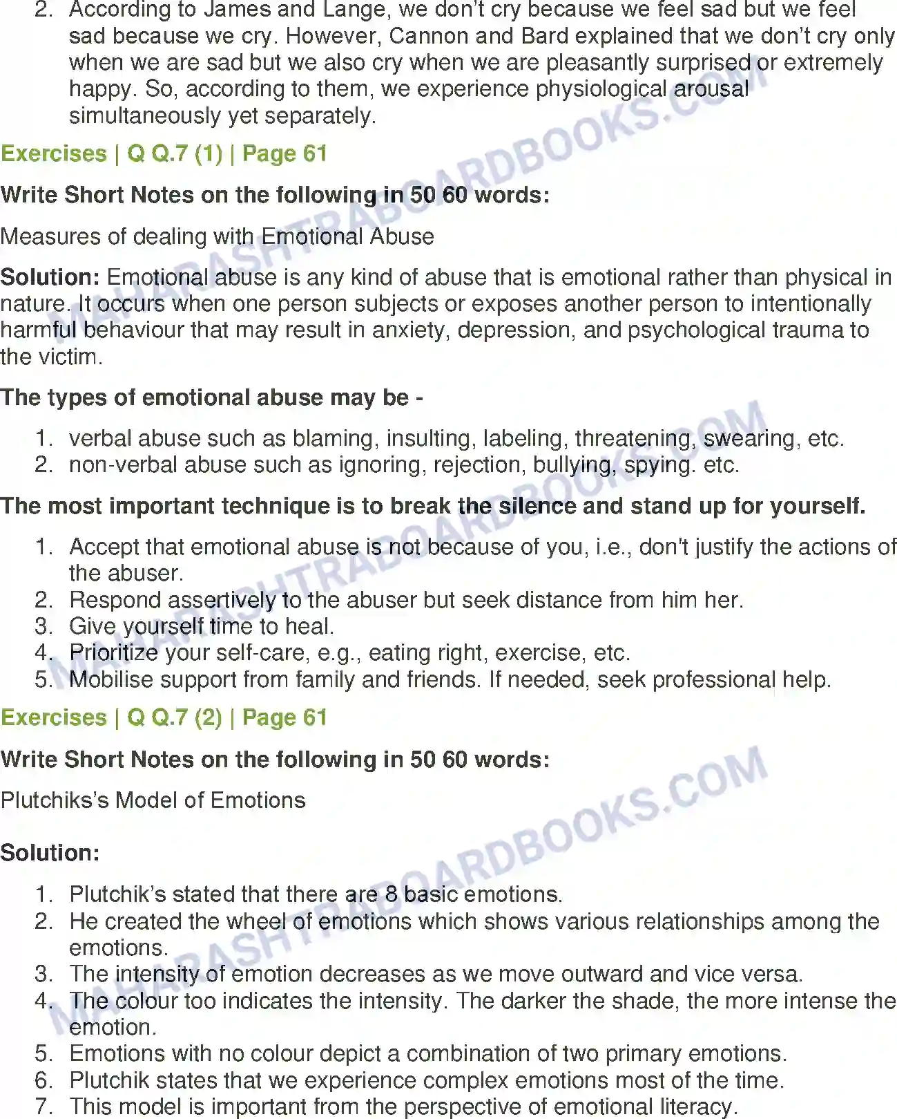 Maharashtra Board Solution class-12 Psychology Emotions Image 7
