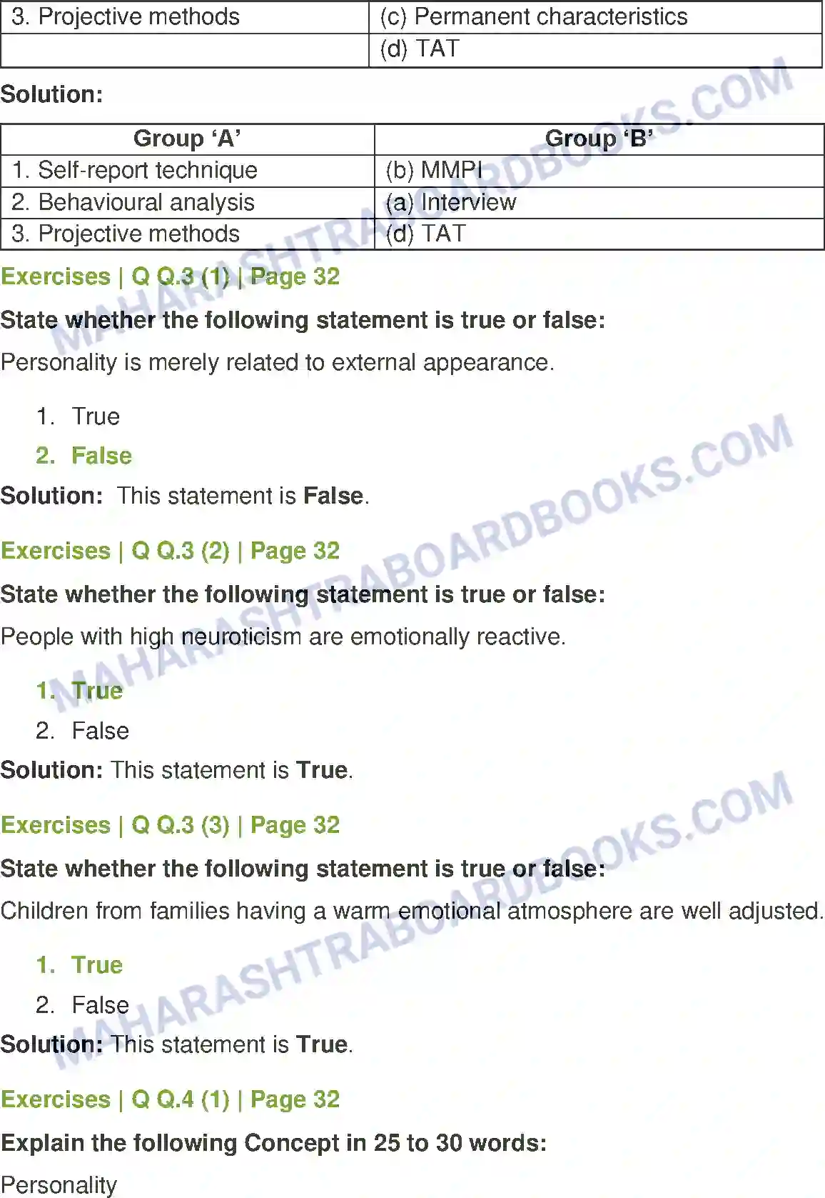 Maharashtra Board Solution Class-12 Psychology Personality Image 2
