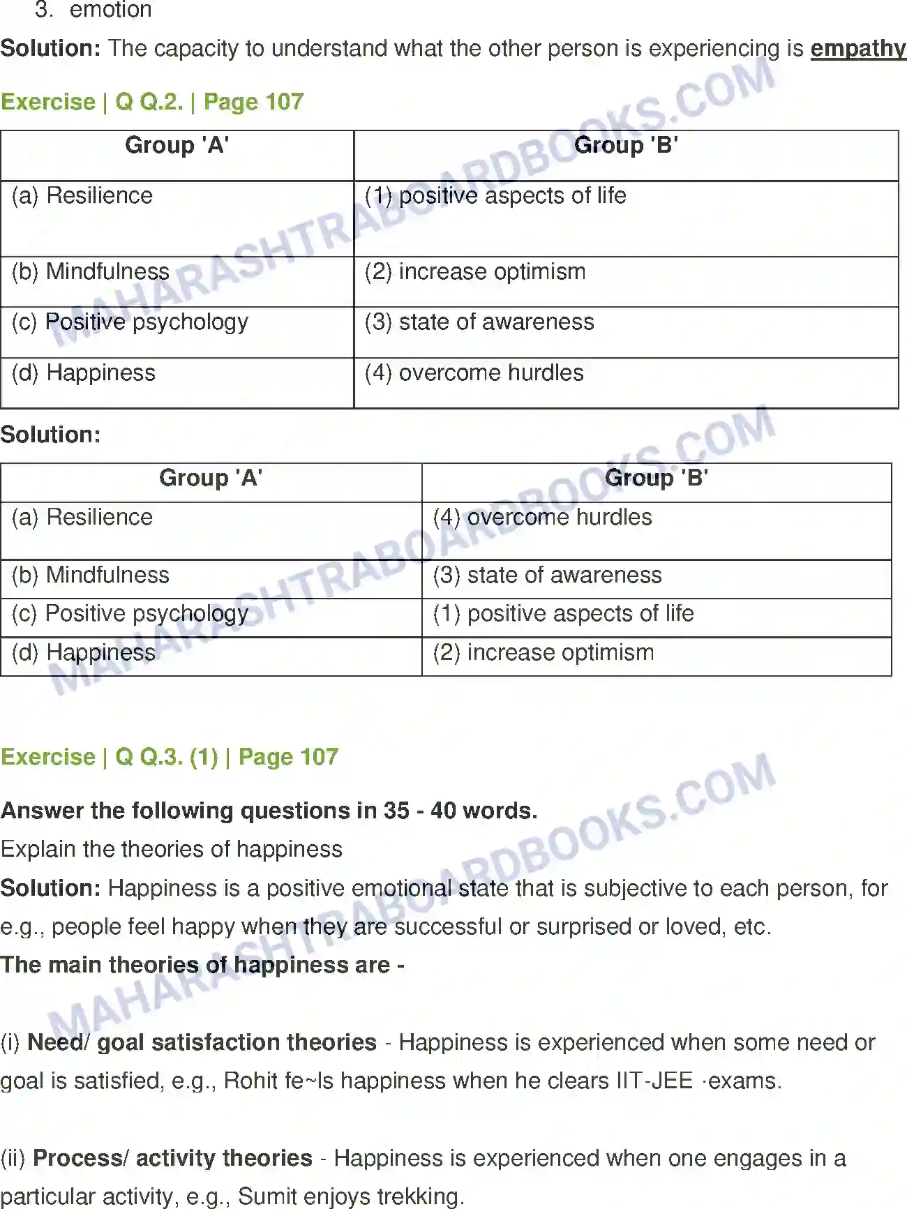Maharashtra Board Solution class-12 Psychology Positive Psychology Image 2