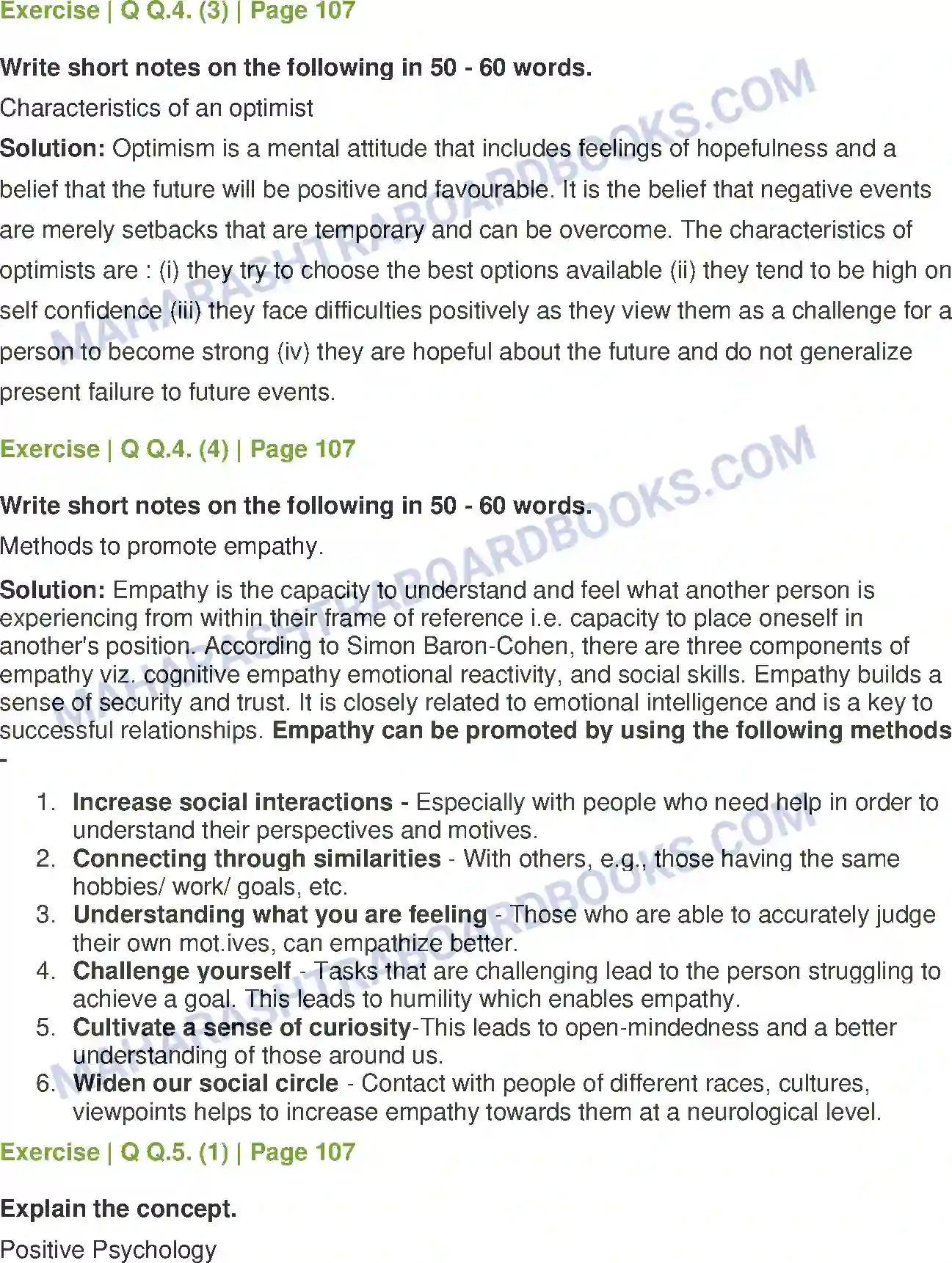 Maharashtra Board Solution class-12 Psychology Positive Psychology Image 5