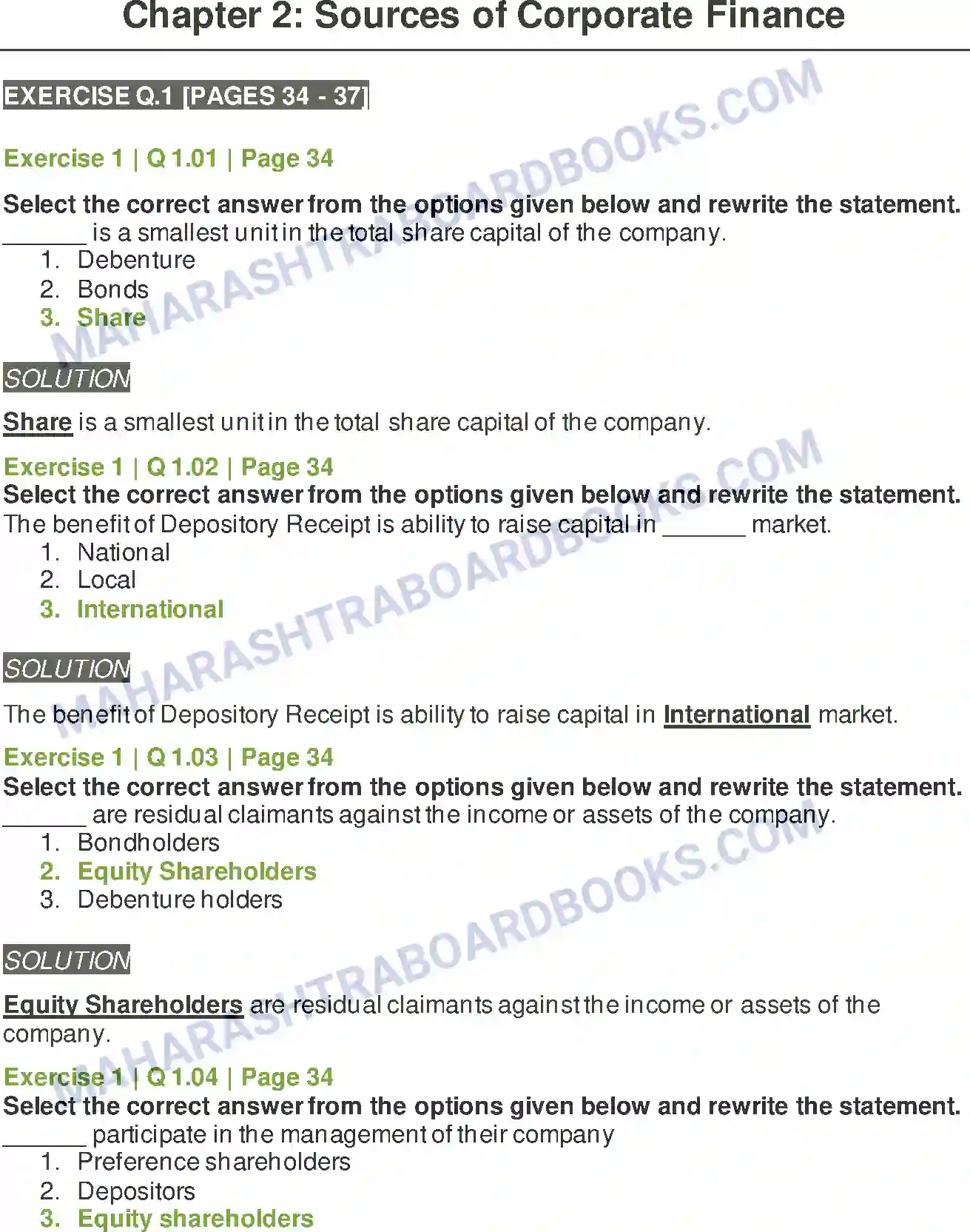 Maharashtra Board Solution Class-12 Secretarial+Practice Sources of Corporate Finance Image 1