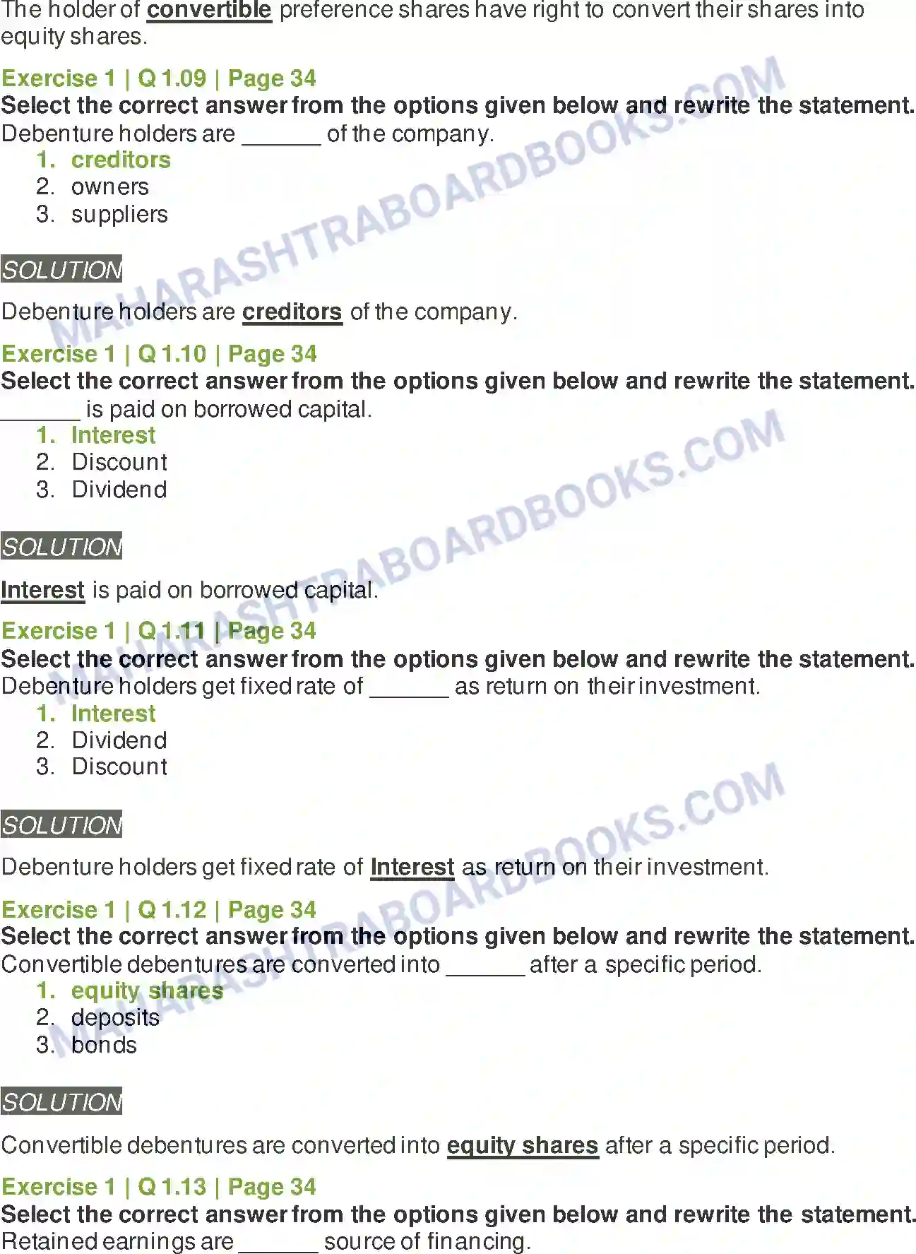 Maharashtra Board Solution Class-12 Secretarial+Practice Sources of Corporate Finance Image 3