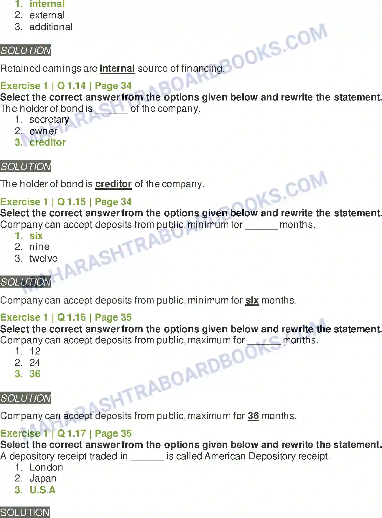 Maharashtra Board Solution Class-12 Secretarial+Practice Sources of Corporate Finance Image 4