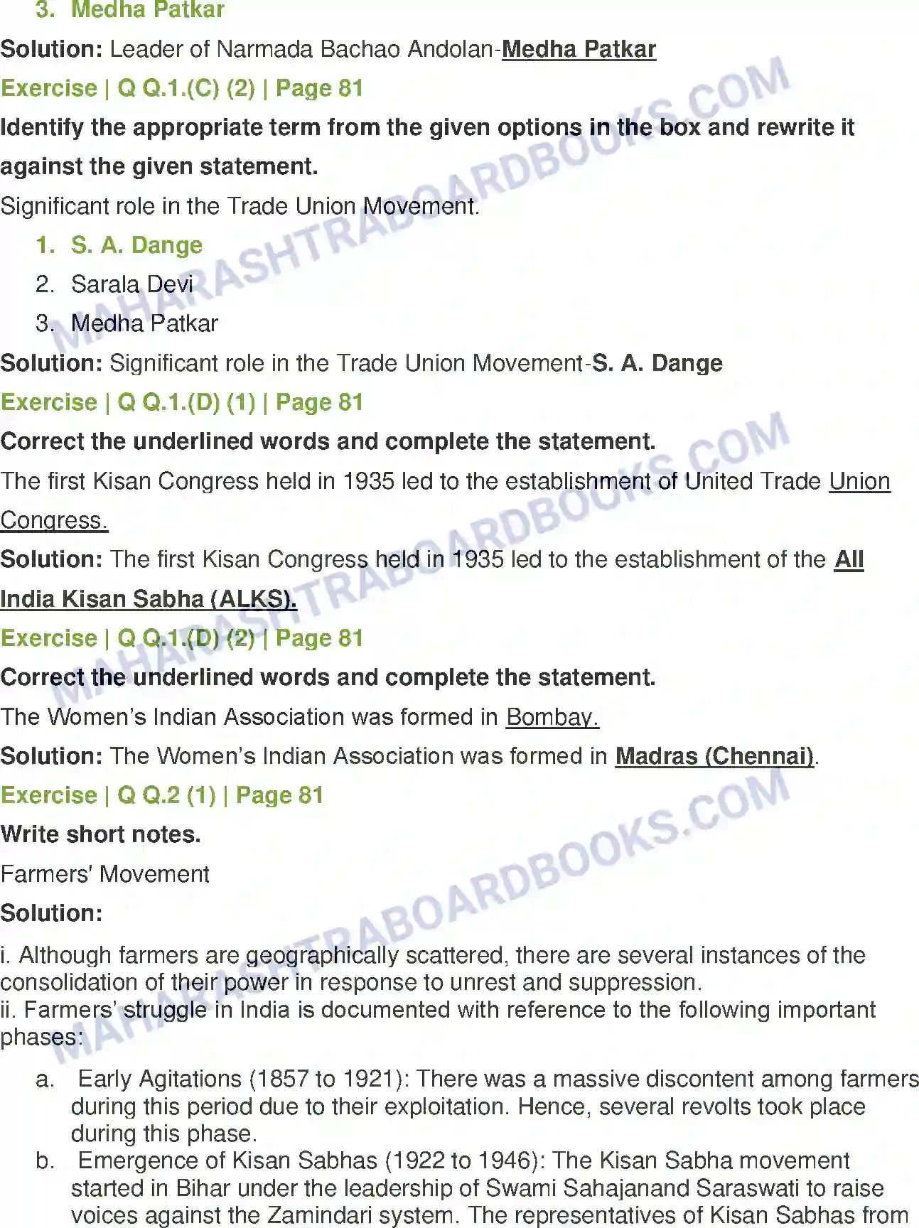 Maharashtra Board Solution Class-12 Sociology+-+Understanding+Indian+Society Social Movements in India Image 2