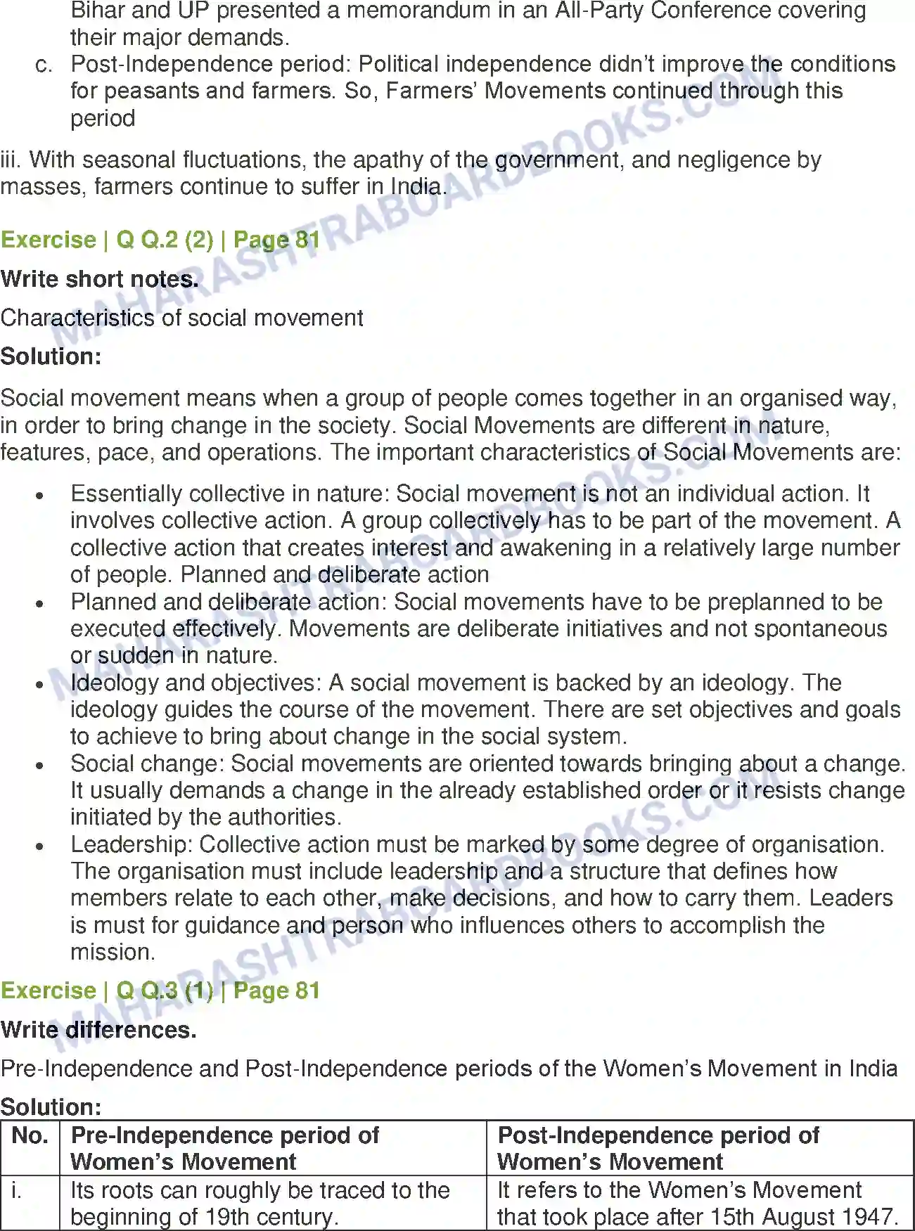 Maharashtra Board Solution Class-12 Sociology+-+Understanding+Indian+Society Social Movements in India Image 3