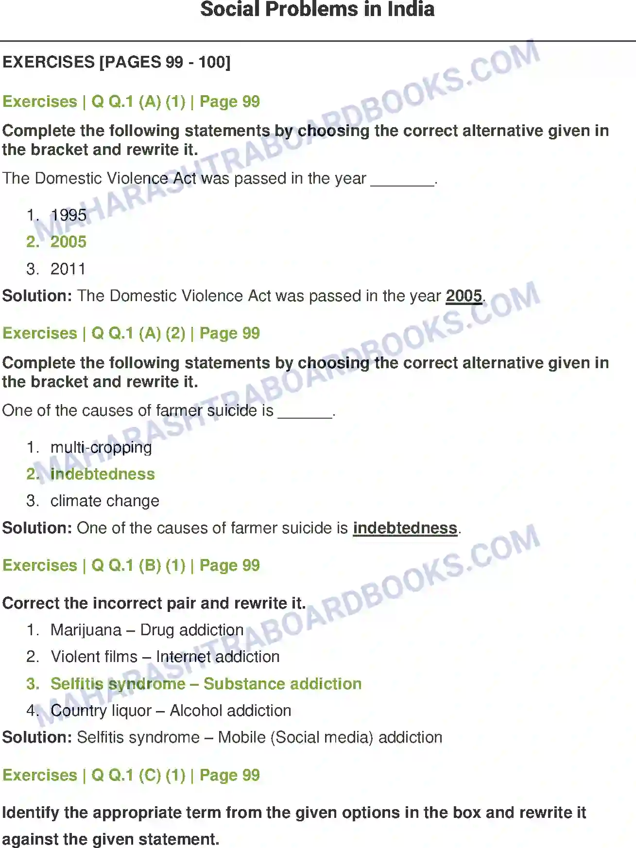 Maharashtra Board Solution Class-12 Sociology+-+Understanding+Indian+Society Social Problems in India Image 1