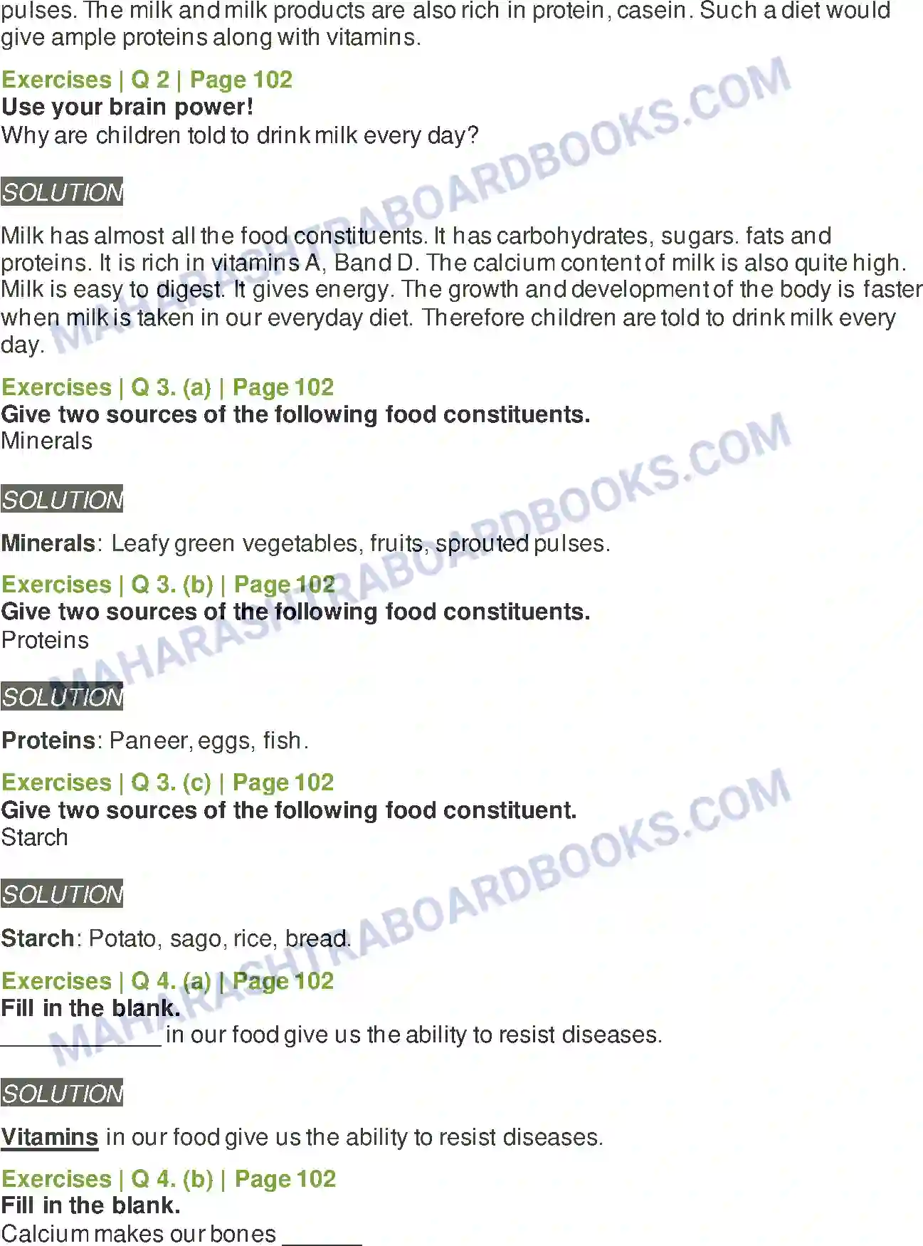 Maharashtra Board Solution Class-5 Environmental+Studies+-+1 Constituents of Food Image 4