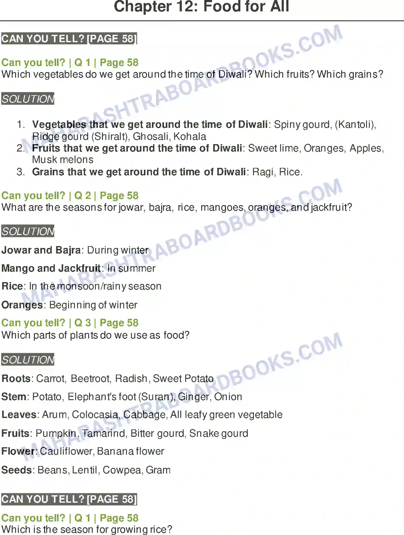 Maharashtra Board Solution Class-5 Environmental+Studies+-+1 Food for All Image 1