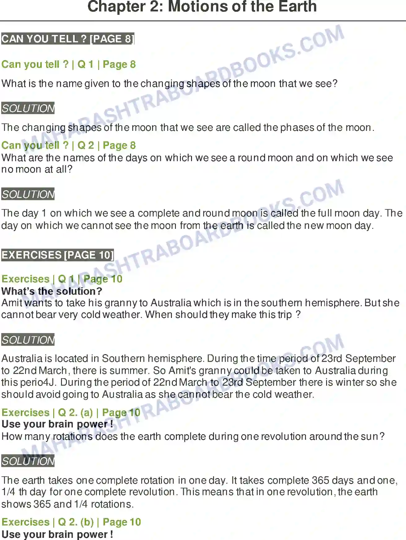 Maharashtra Board Solution Class-5 Environmental+Studies+-+1 Motions of the Earth Image 1