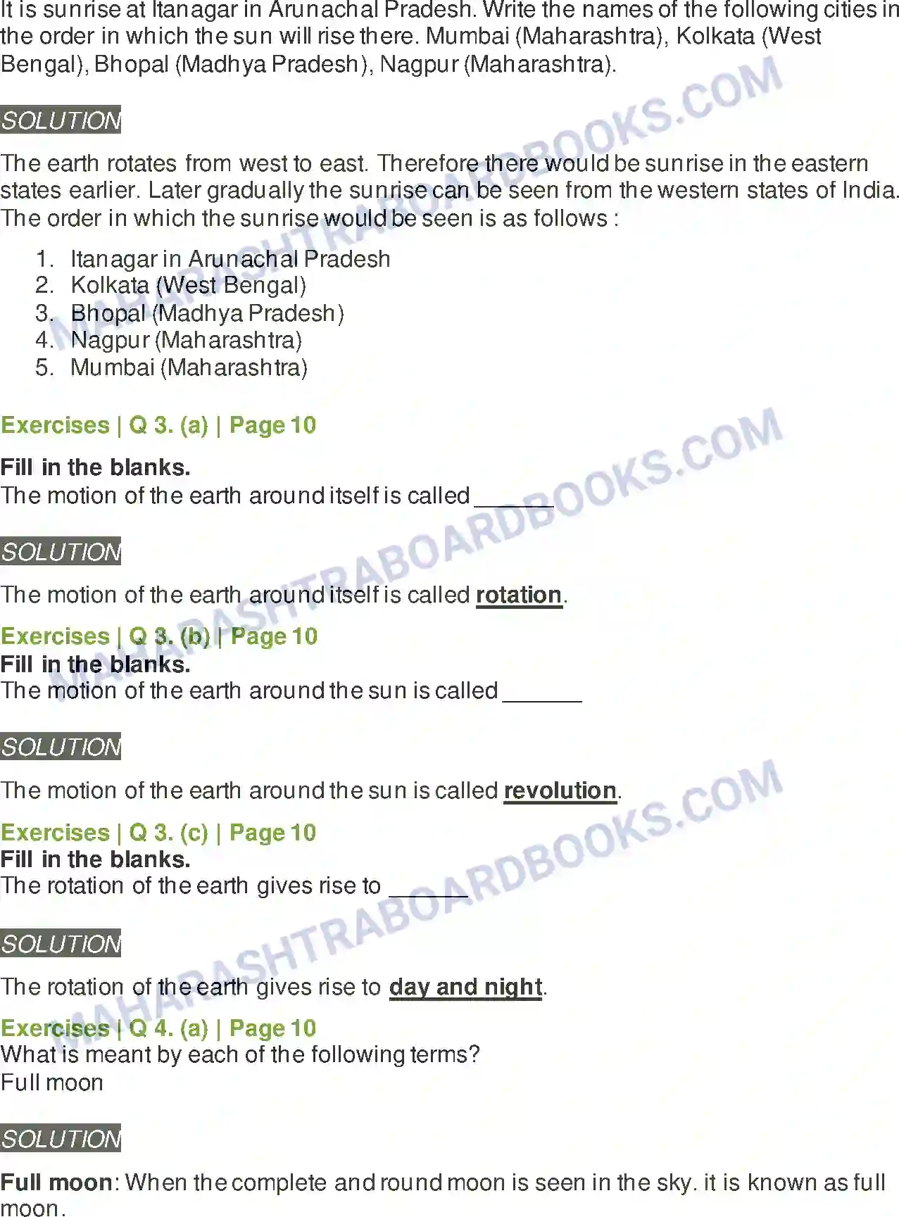 Maharashtra Board Solution Class-5 Environmental+Studies+-+1 Motions of the Earth Image 2