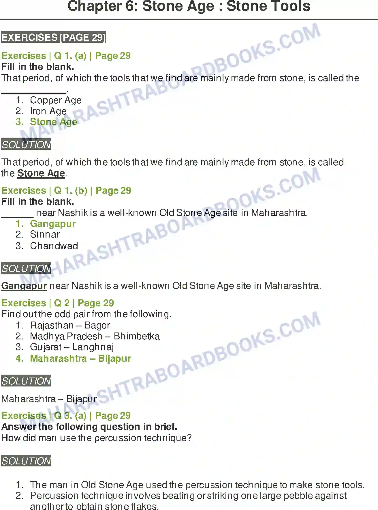 Maharashtra Board Solution Class-5 Environmental+Studies+-+2 Stone Age Stone Tools Image 1