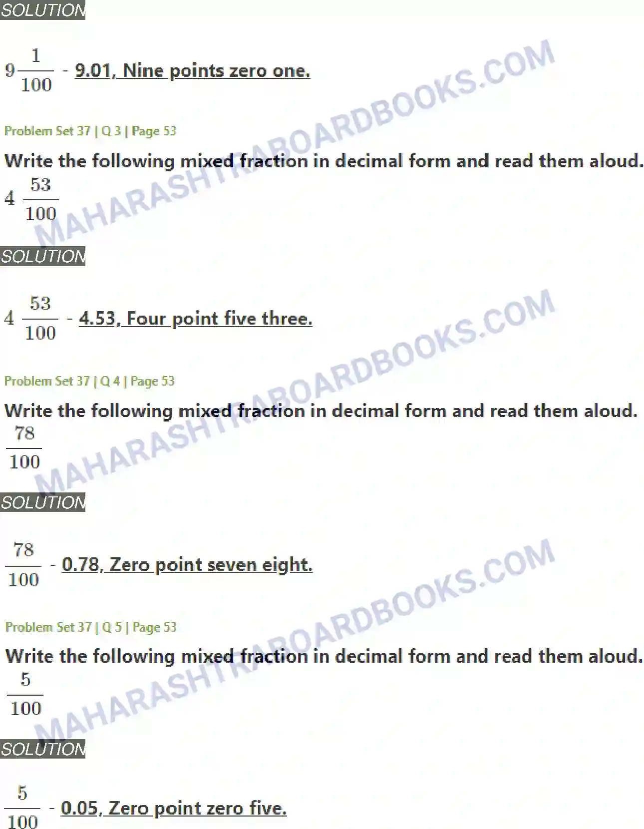 Maharashtra Board Solution Class-5 Mathematics Decimal Fractions Image 3