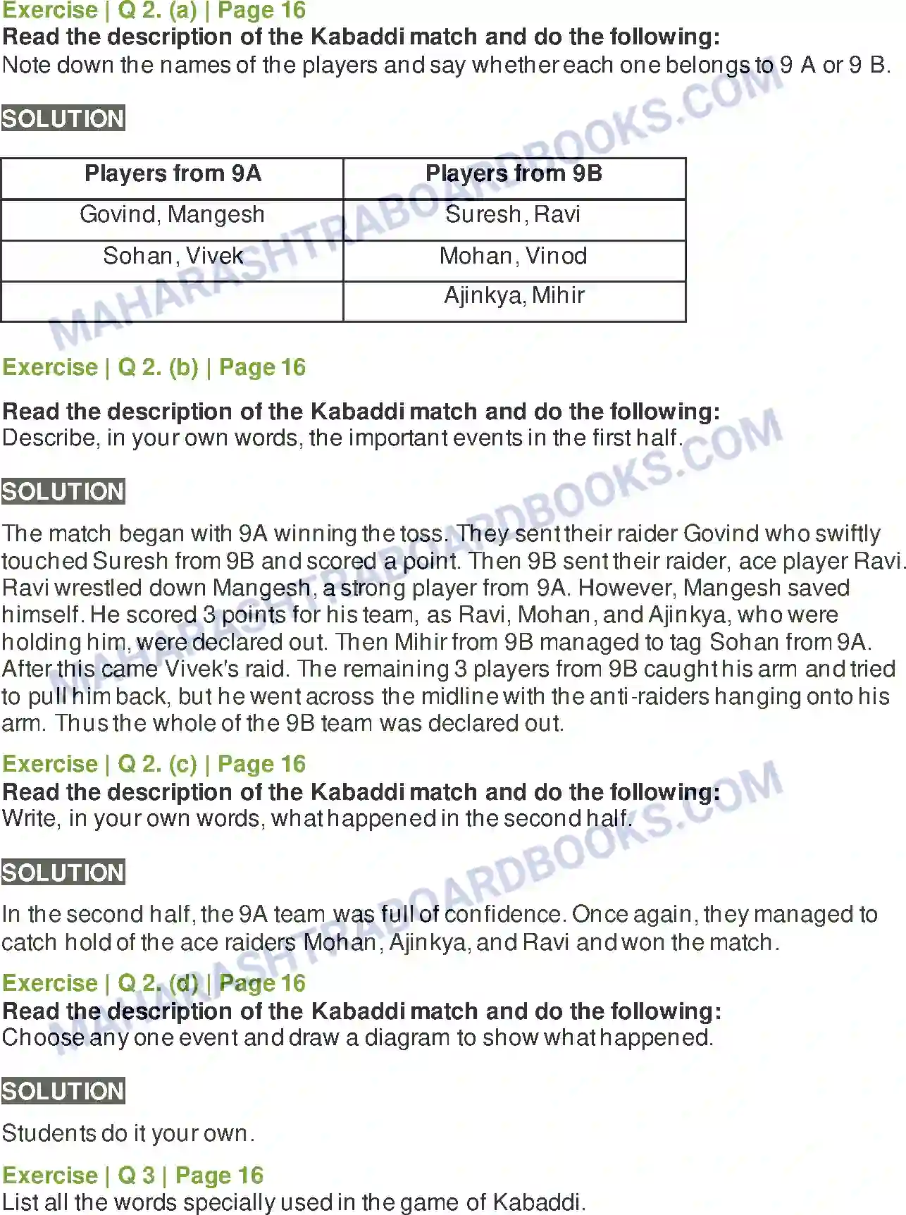 Maharashtra Board Solution Class-6 English A Kabaddi Match Image 2