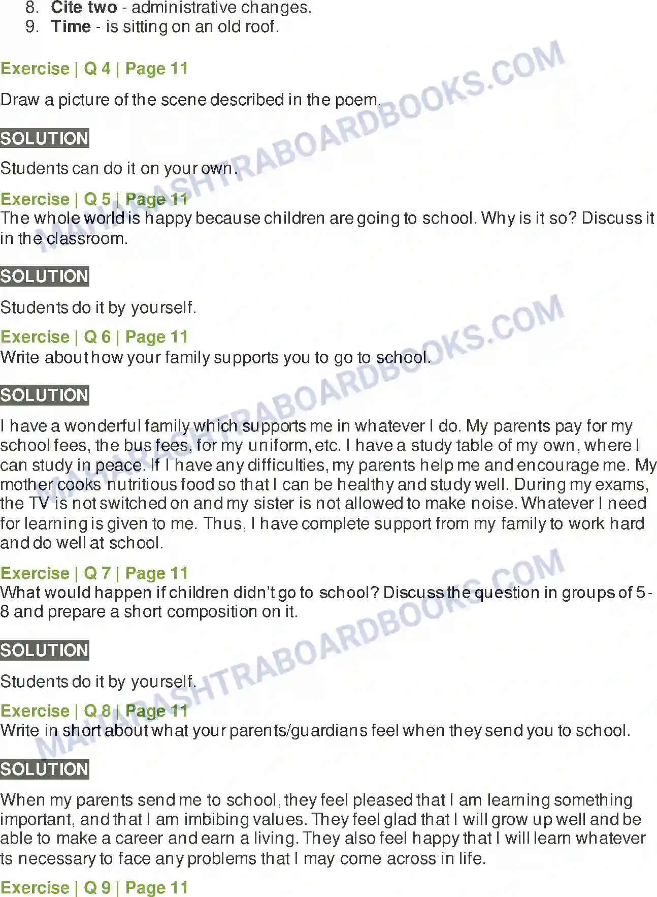 Maharashtra Board Solution Class-6 English Children are going to school ... Image 2