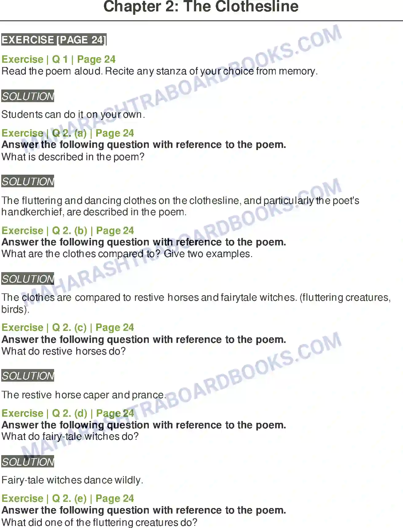 Maharashtra Board Solution Class-6 English The Clothesline Image 1