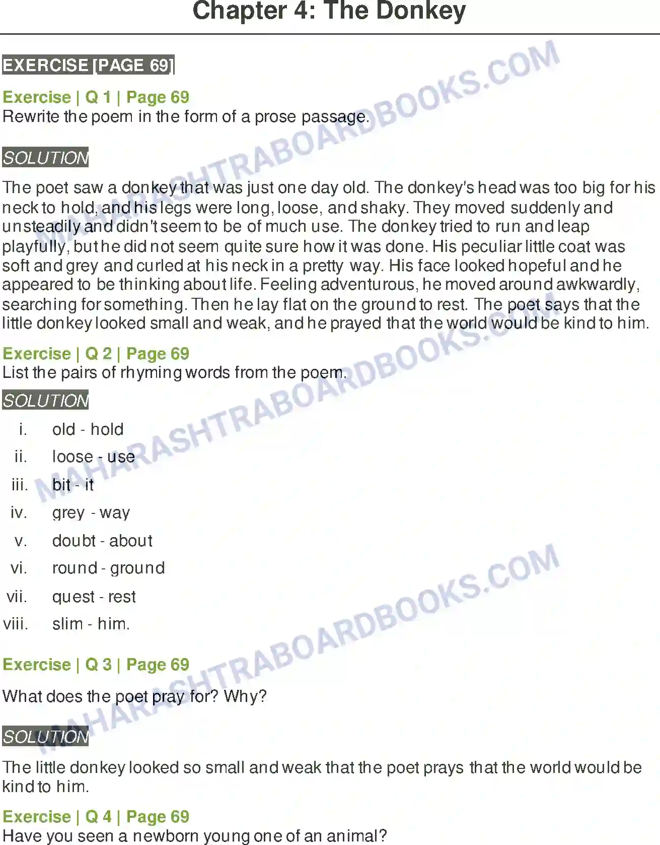 Maharashtra Board Solution Class-6 English The Donkey Image 1