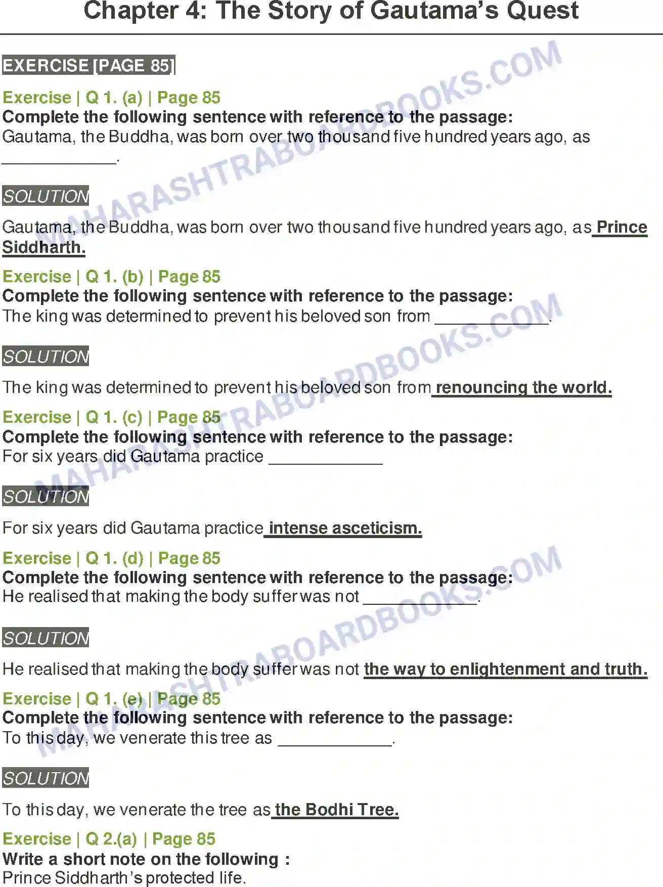 Maharashtra Board Solution Class-6 English The Story of Gautama’s Quest Image 1