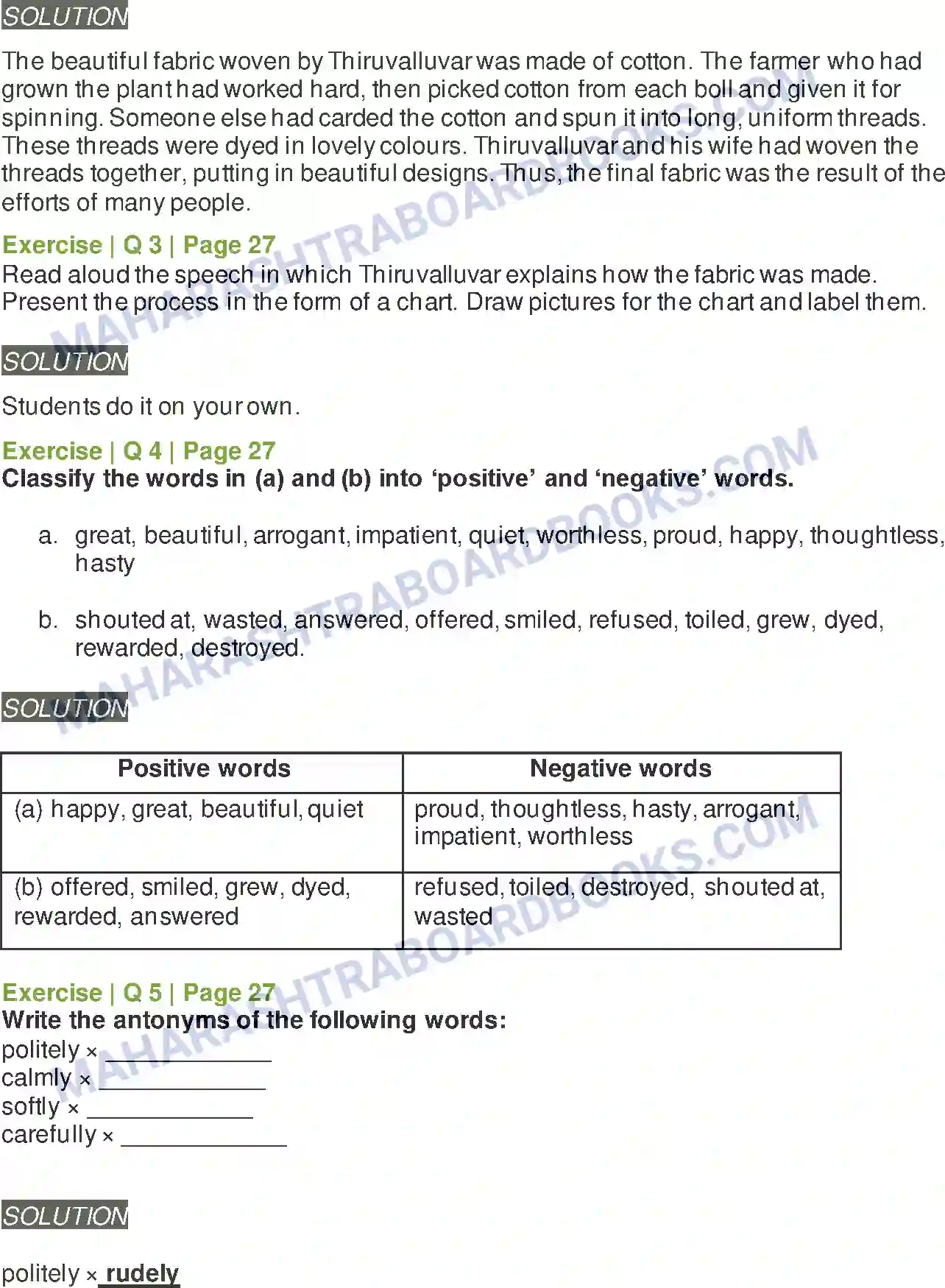 Maharashtra Board Solution Class-6 English The Worth of a Fabric Image 2