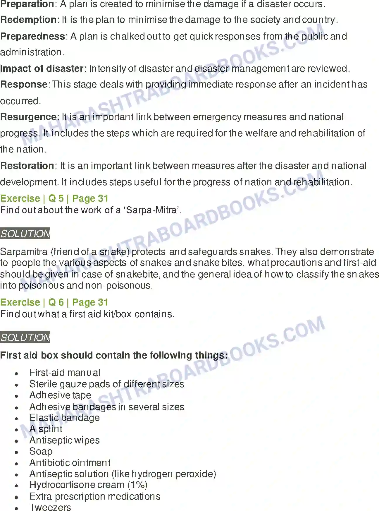 Maharashtra Board Solution Class-6 General+Science Disaster Management Image 6