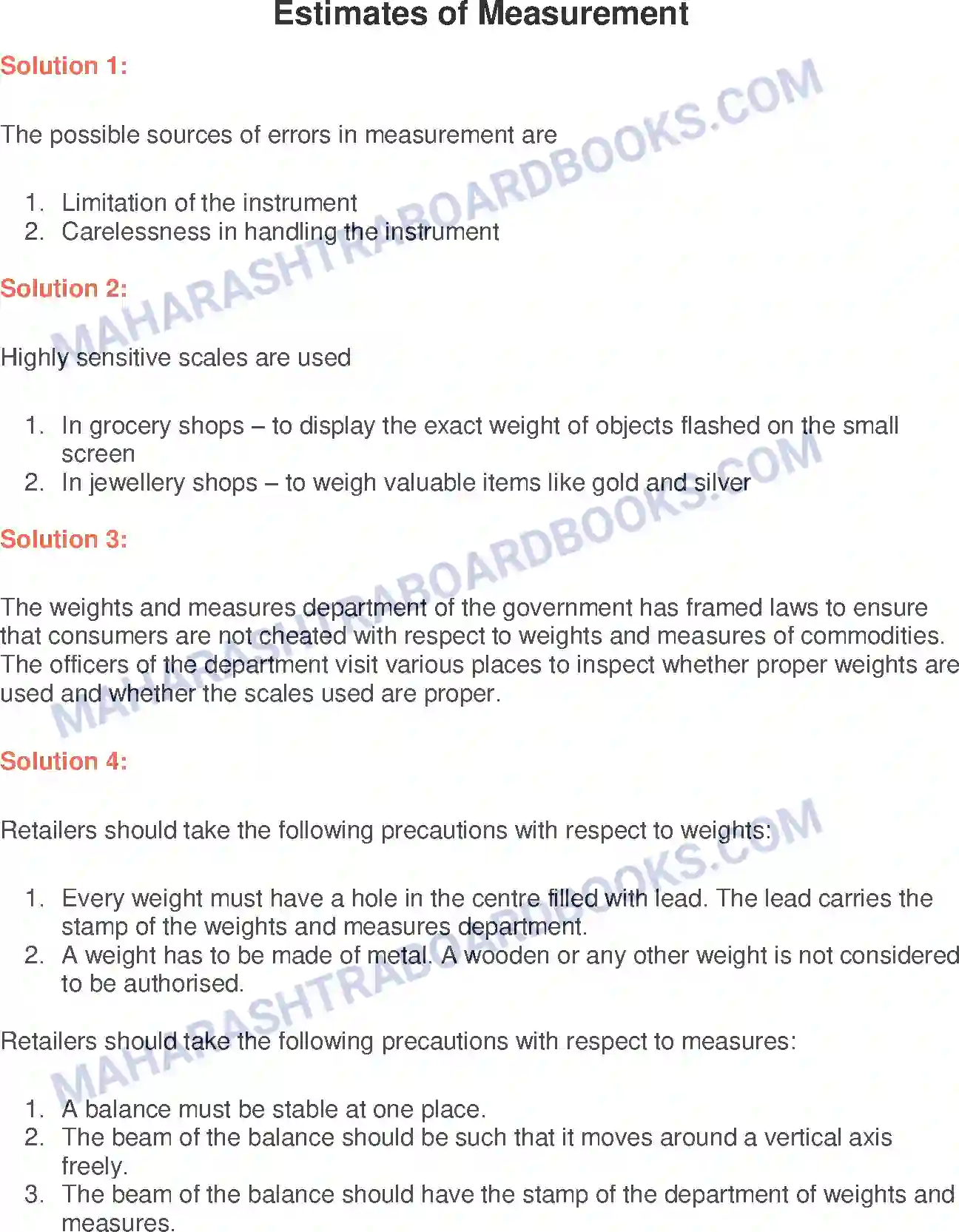 Maharashtra Board Solution Class-6 General+Science Estimates of Measurement Image 1