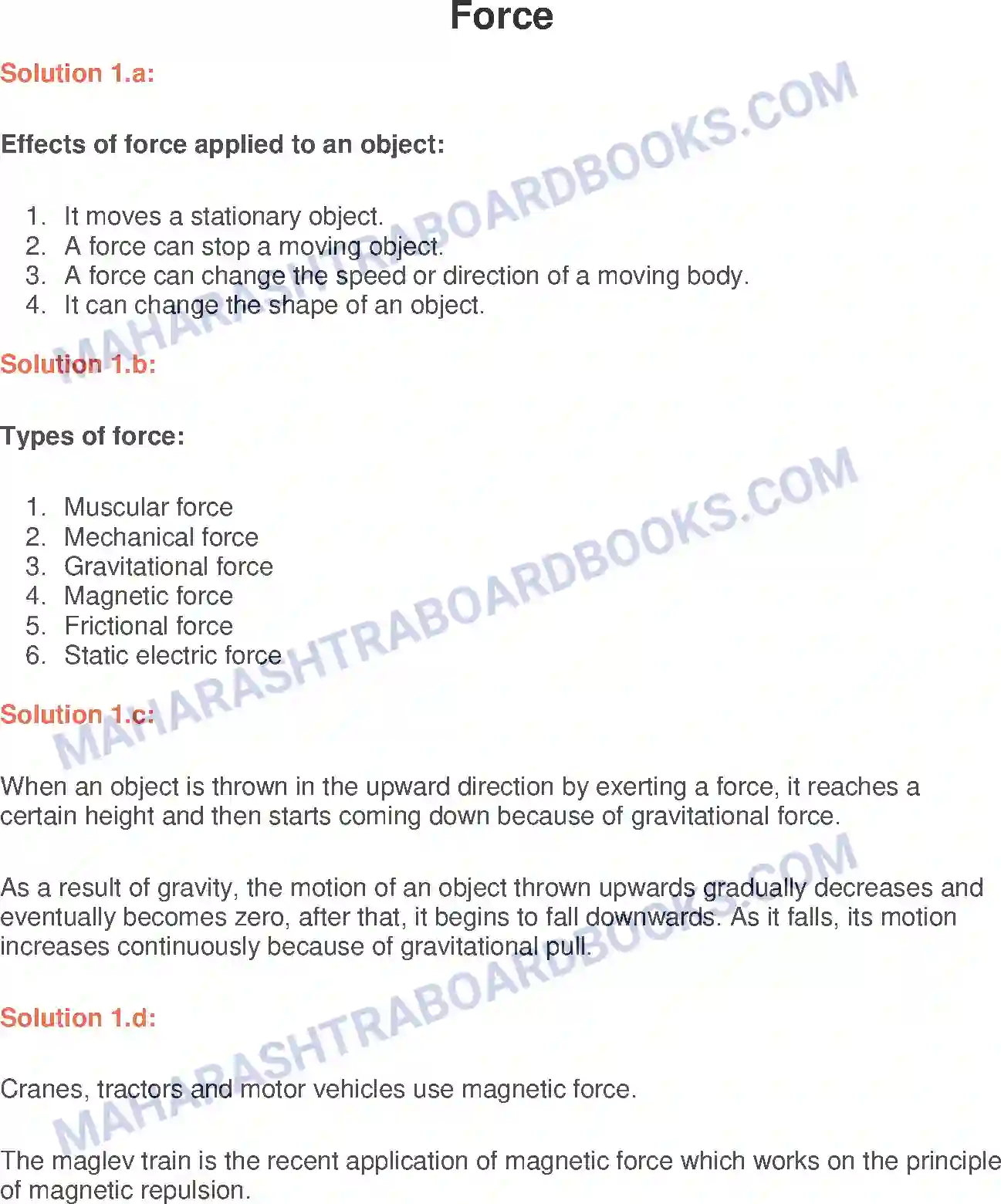 Maharashtra Board Solution Class-6 General+Science Force Image 1