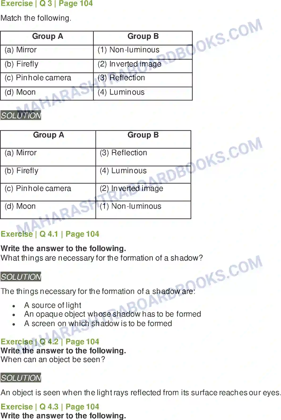 Maharashtra Board Solution Class-6 General+Science Light and the Formation of Shadows Image 3