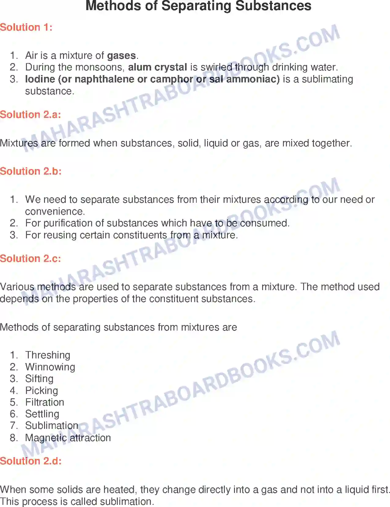 Maharashtra Board Solution Class-6 General+Science Methods of Separating Substances Image 1