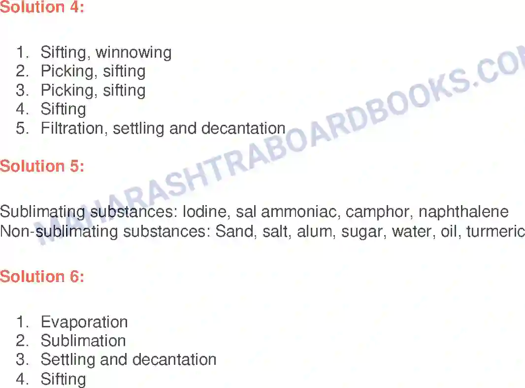 Maharashtra Board Solution Class-6 General+Science Methods of Separating Substances Image 3