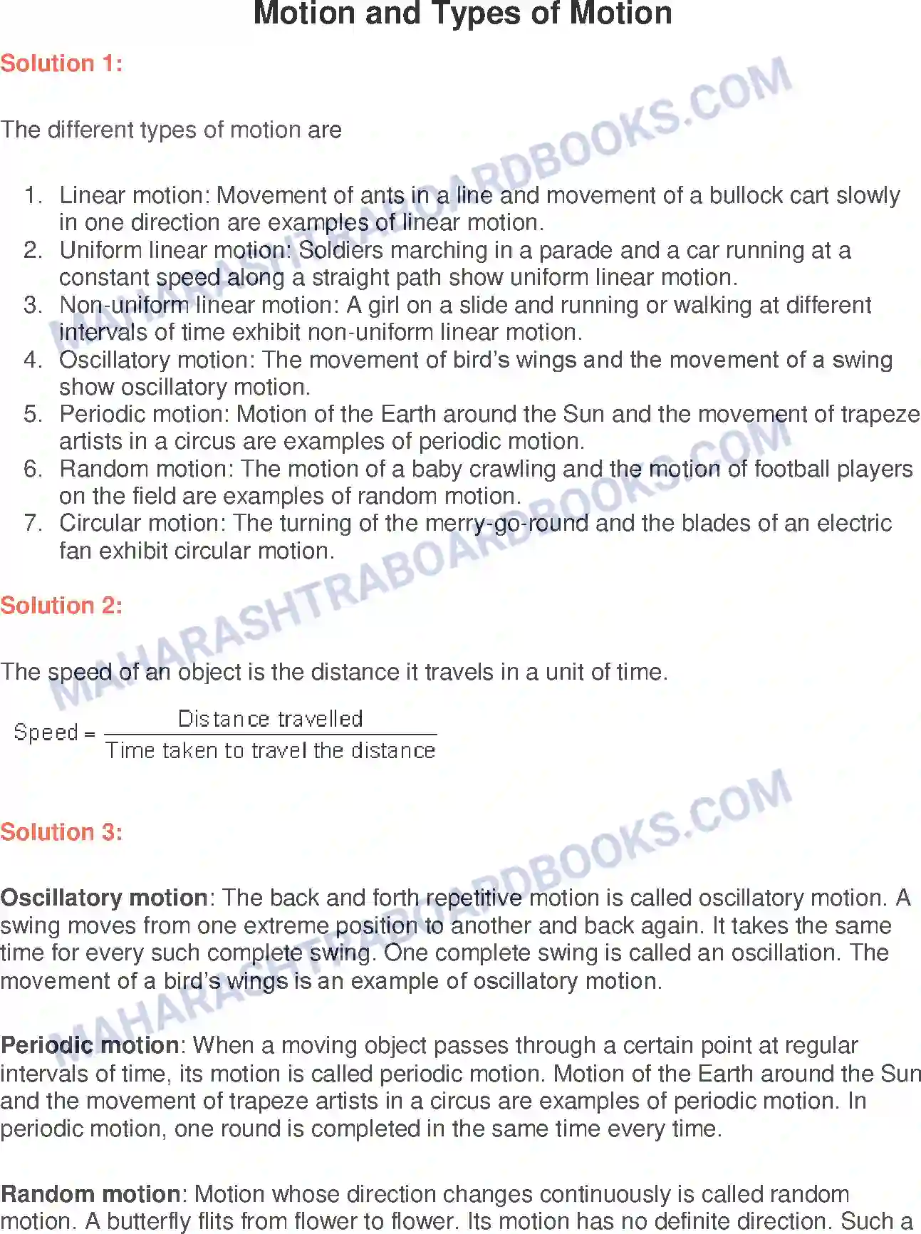 Maharashtra Board Solution Class-6 General+Science Motion and Types of Motion Image 1