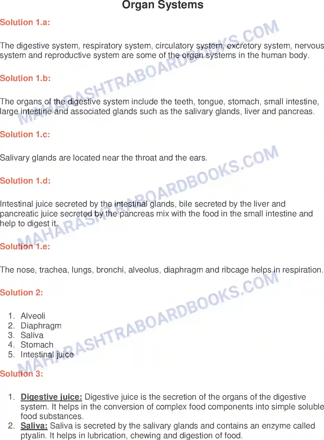 Maharashtra Board Solution Class-6 General+Science Organ Systems Image 1