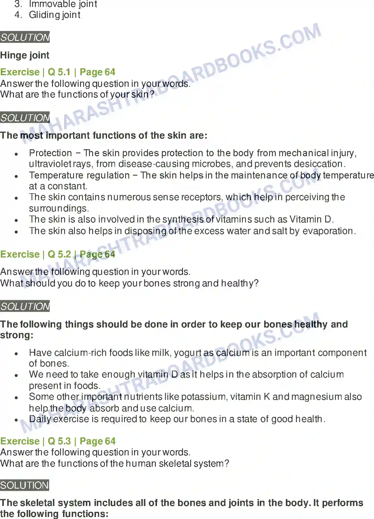 Maharashtra Board Solution Class-6 General+Science Our Skeletal System and the Skin Image 3