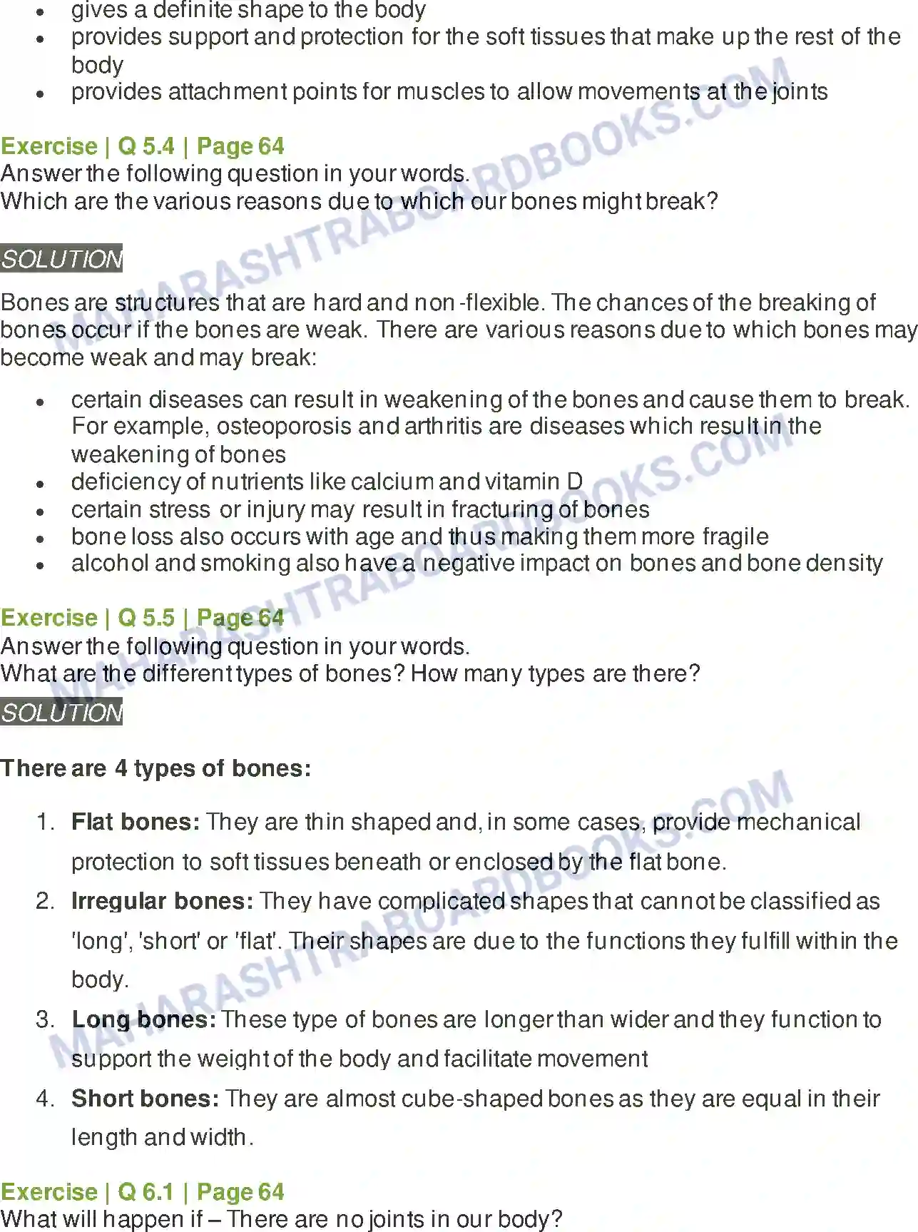 Maharashtra Board Solution Class-6 General+Science Our Skeletal System and the Skin Image 4