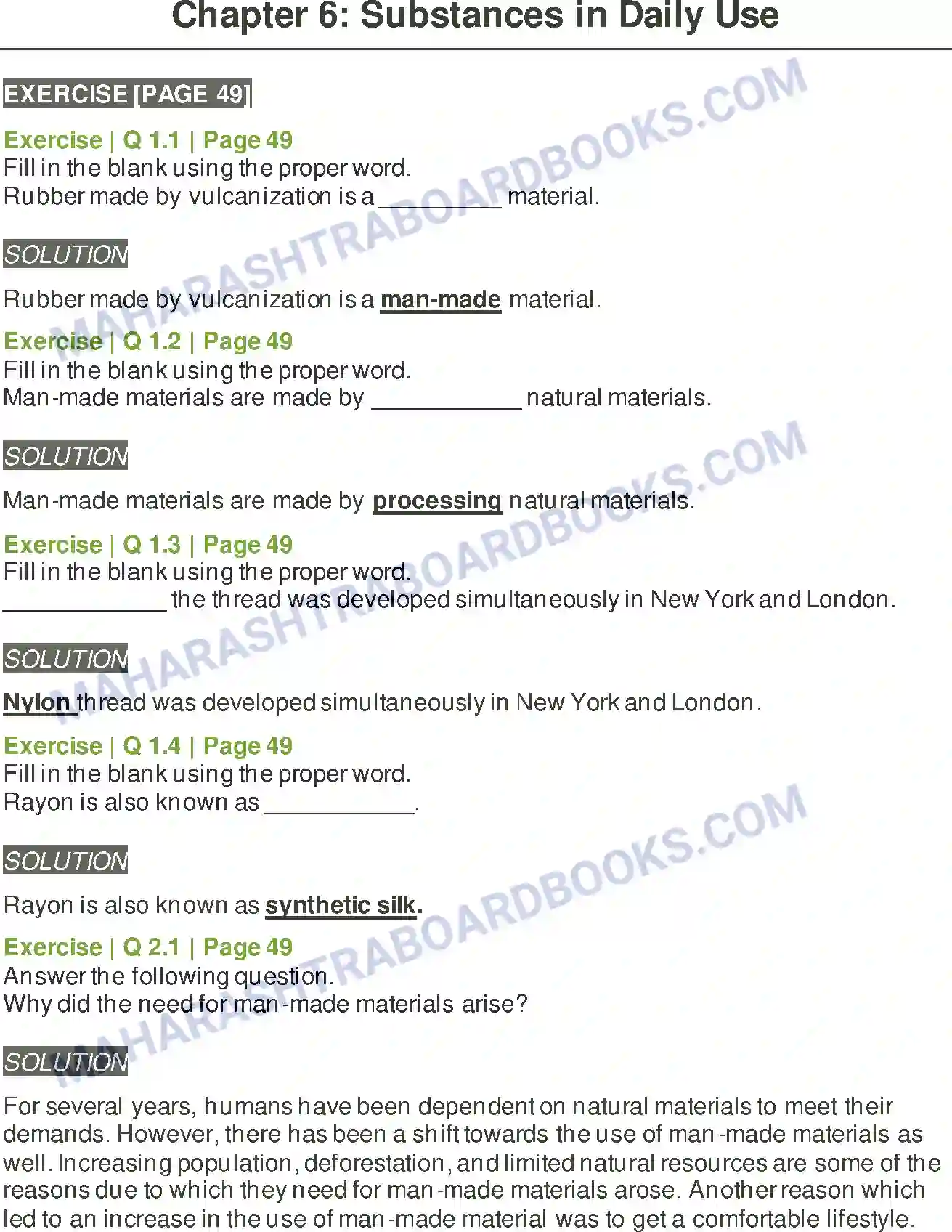 Maharashtra Board Solution Class-6 General+Science Substances in Daily Use Image 1