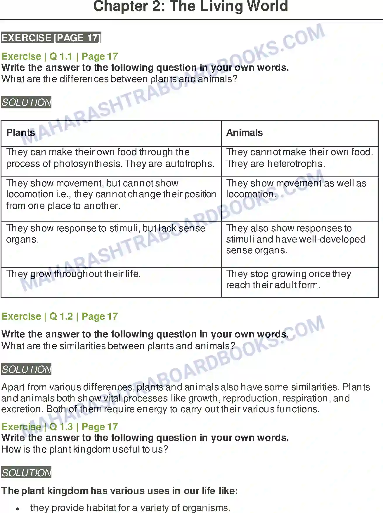 Maharashtra Board Solution Class-6 General+Science The Living World Image 1