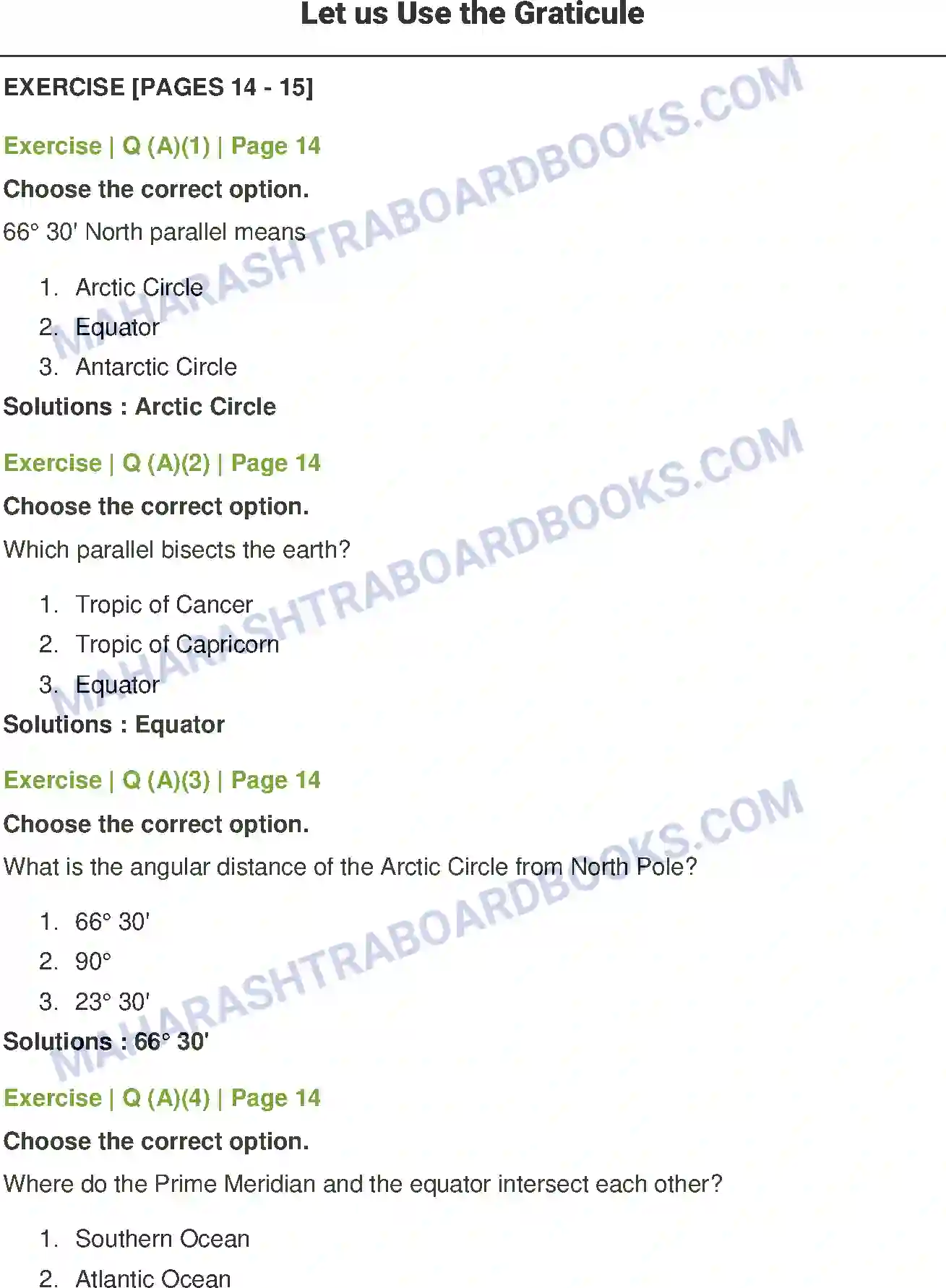 Maharashtra Board Solution Class-6 Geography Let us Use the Graticule Image 1