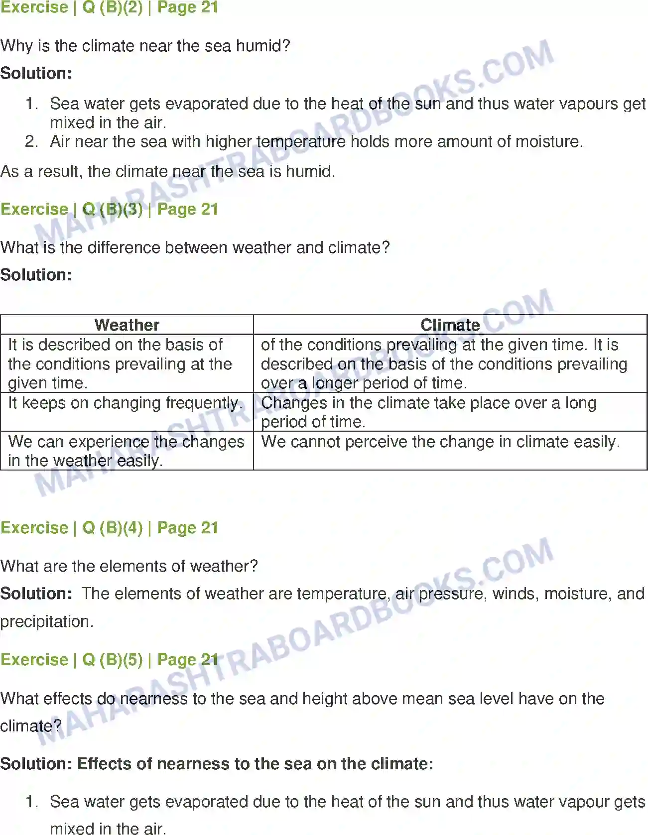 Maharashtra Board Solution Class-6 Geography Weather and Climate Image 2