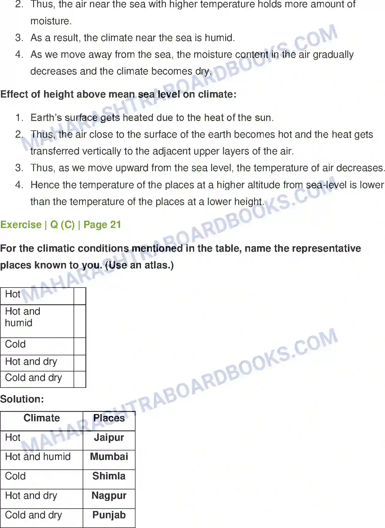 Maharashtra Board Solution Class-6 Geography Weather and Climate Image 3