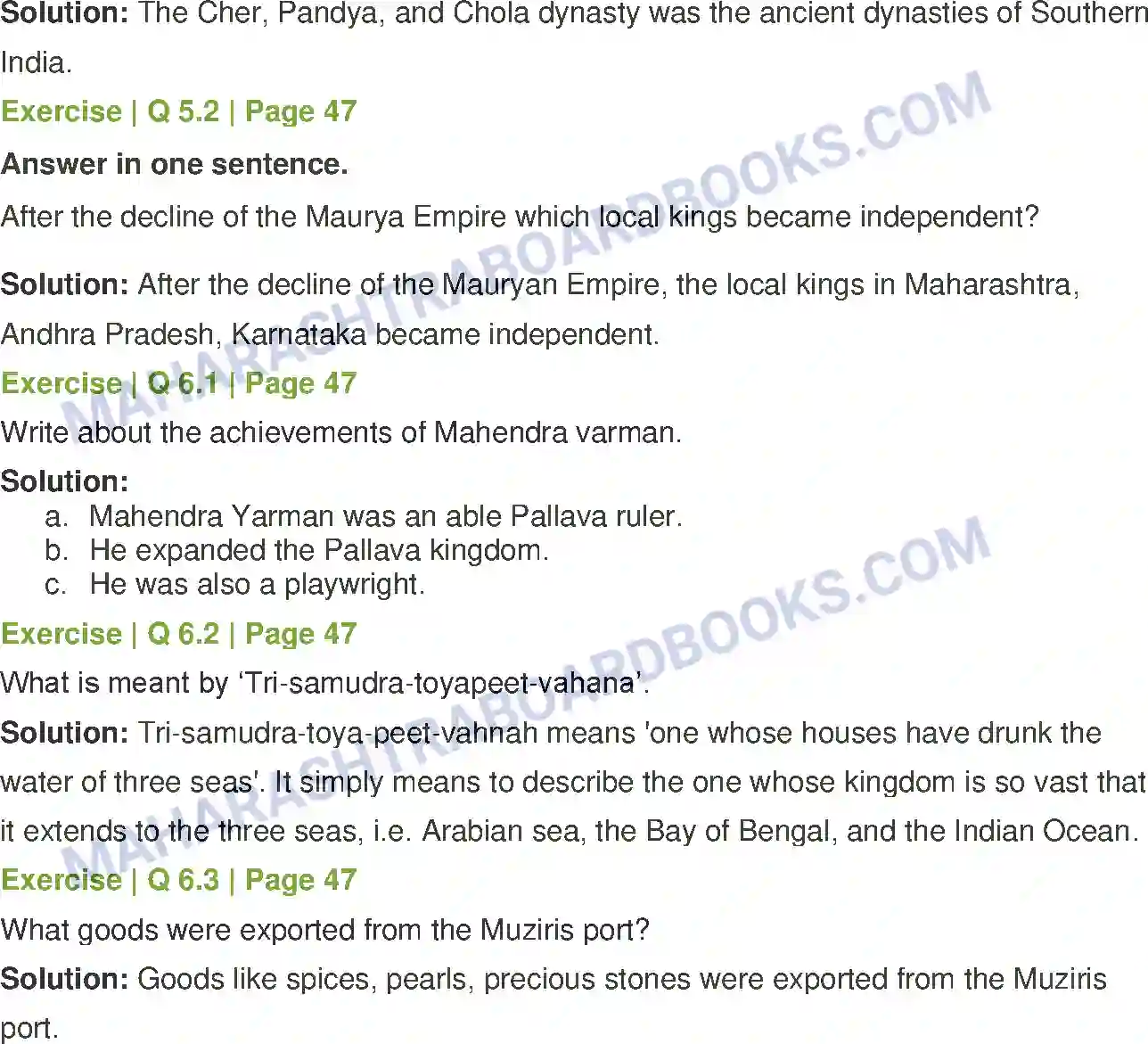 Maharashtra Board Solution Class-6 History+and+Civics 0 Ancient Kingdoms of the South Image 4