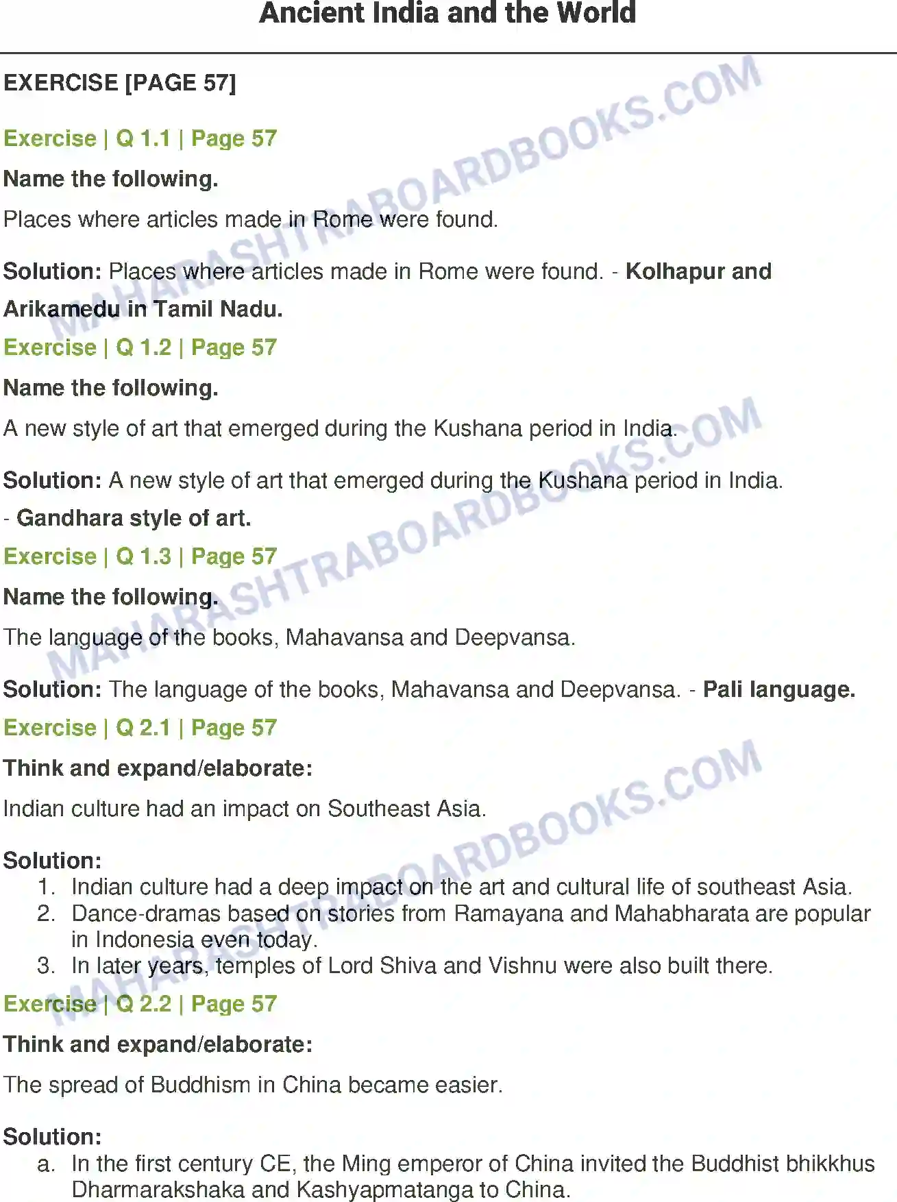Maharashtra Board Solution Class-6 History+and+Civics Ancient India and the World Image 1