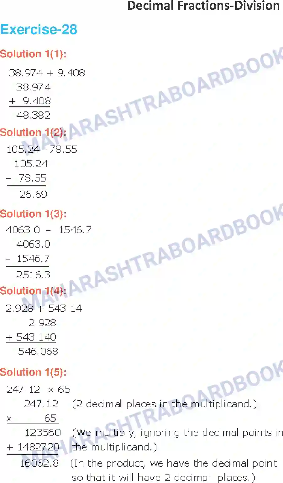 Maharashtra Board Solution Class-6 Mathematics Decimal Fractions-Division Image 1