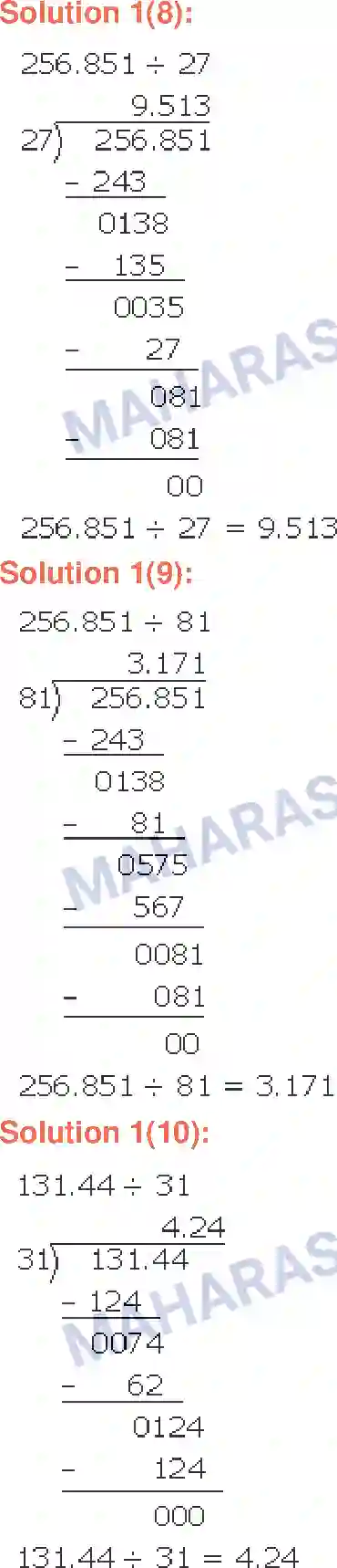 Maharashtra Board Solution Class-6 Mathematics Decimal Fractions-Division Image 7