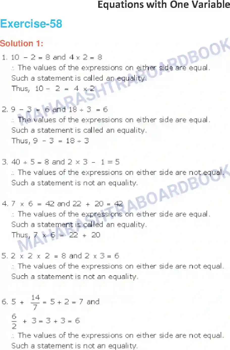 Maharashtra Board Solution Class-6 Mathematics Equations with One Variable Image 1