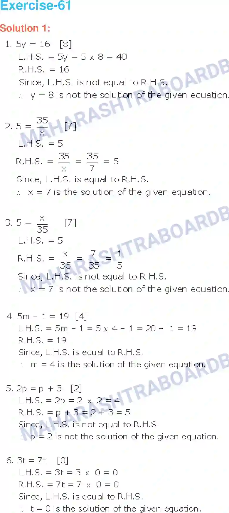 Maharashtra Board Solution Class-6 Mathematics Equations with One Variable Image 3