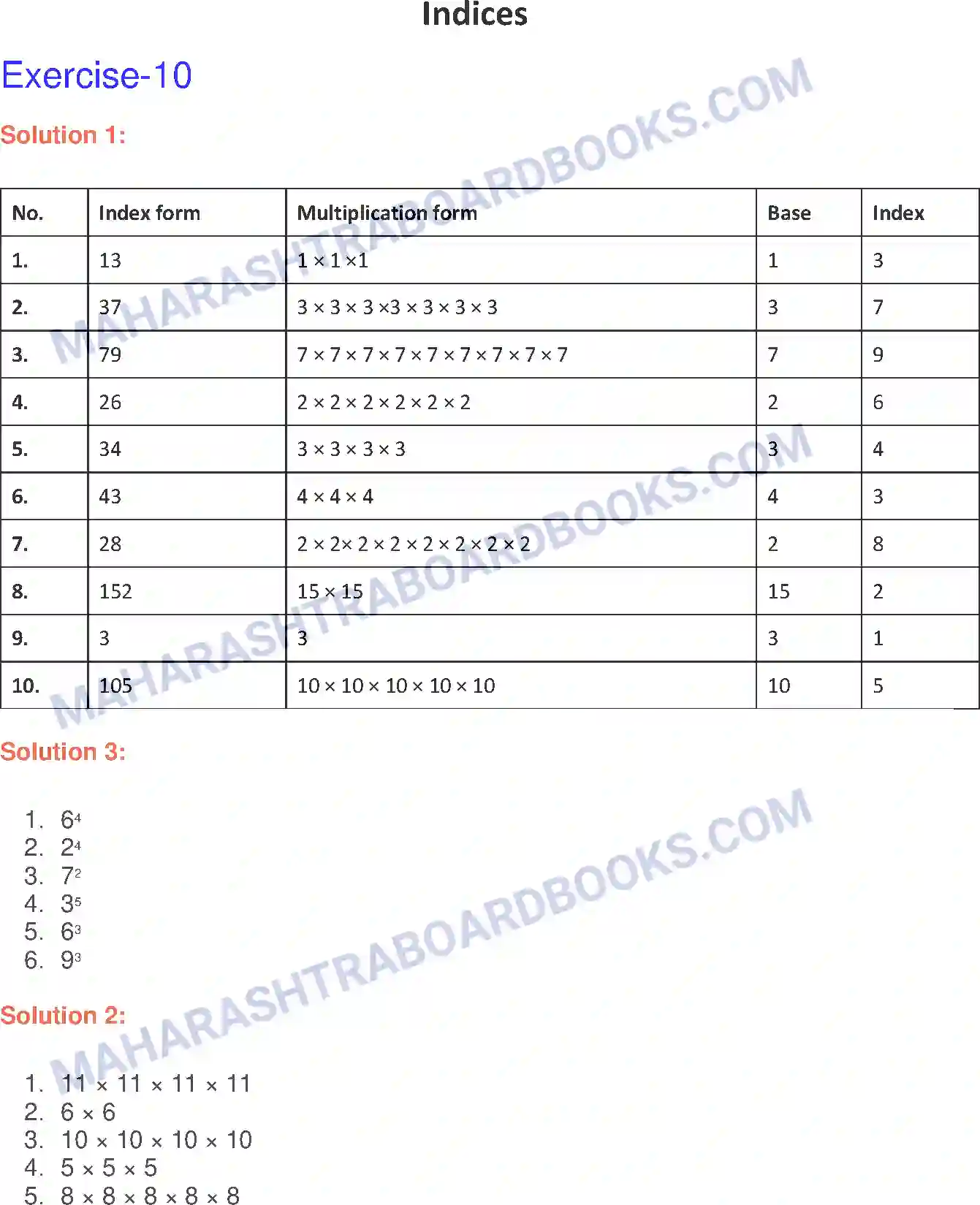 Maharashtra Board Solution Class-6 Mathematics Indices Image 1