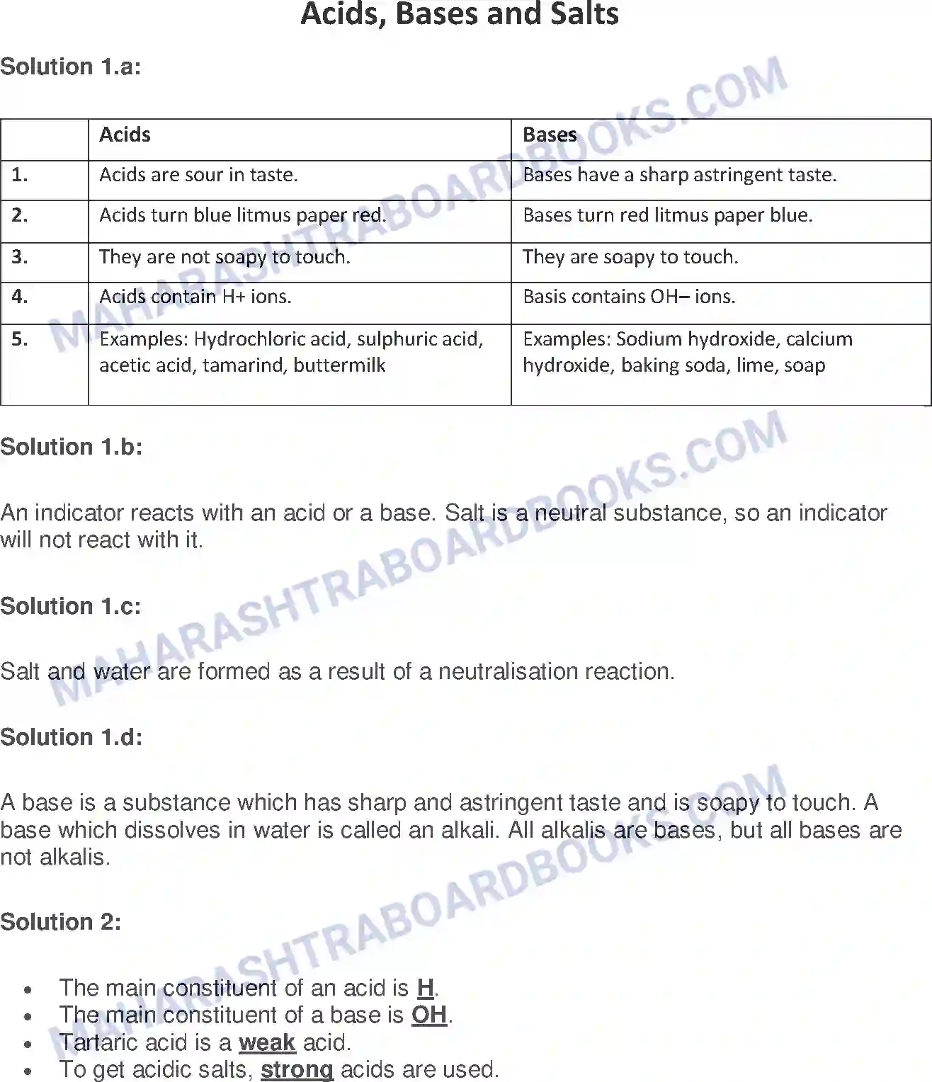 Maharashtra Board Solution Class-7 General+Science Acids, Bases and Salts Image 1