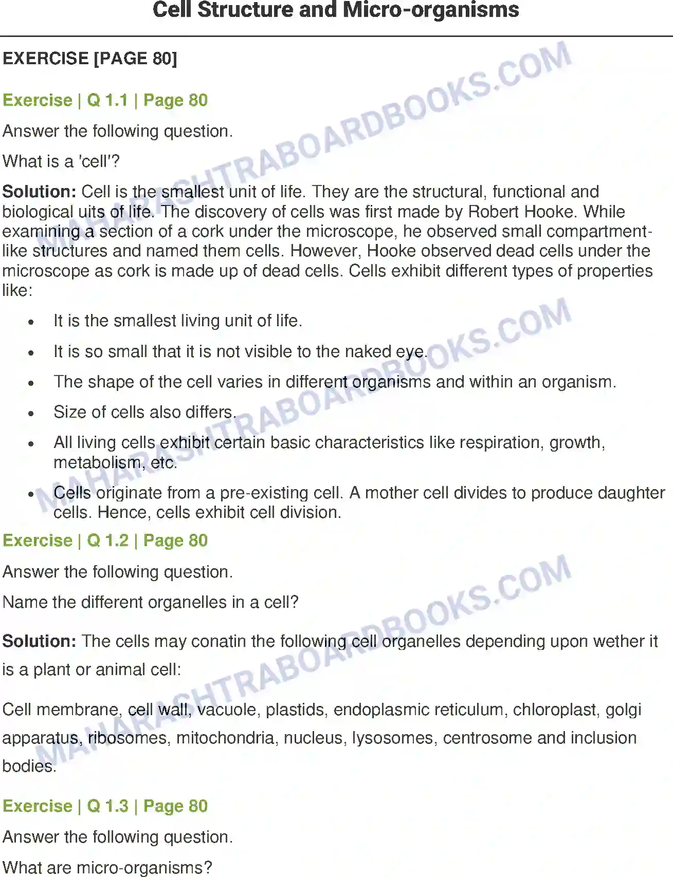 Maharashtra Board Solution Class-7 General+Science Cell Structure and Micro-organisms Image 1